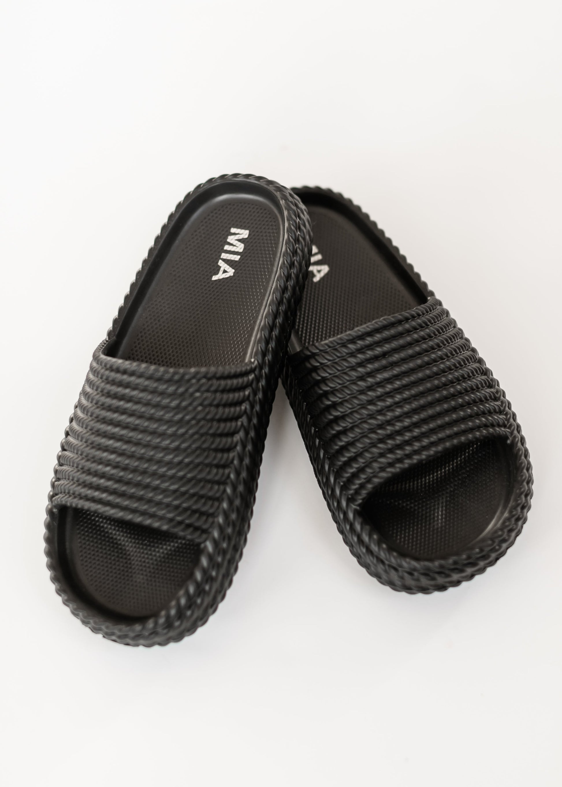 Black Platform Cushioned Slide Sandal Shoes