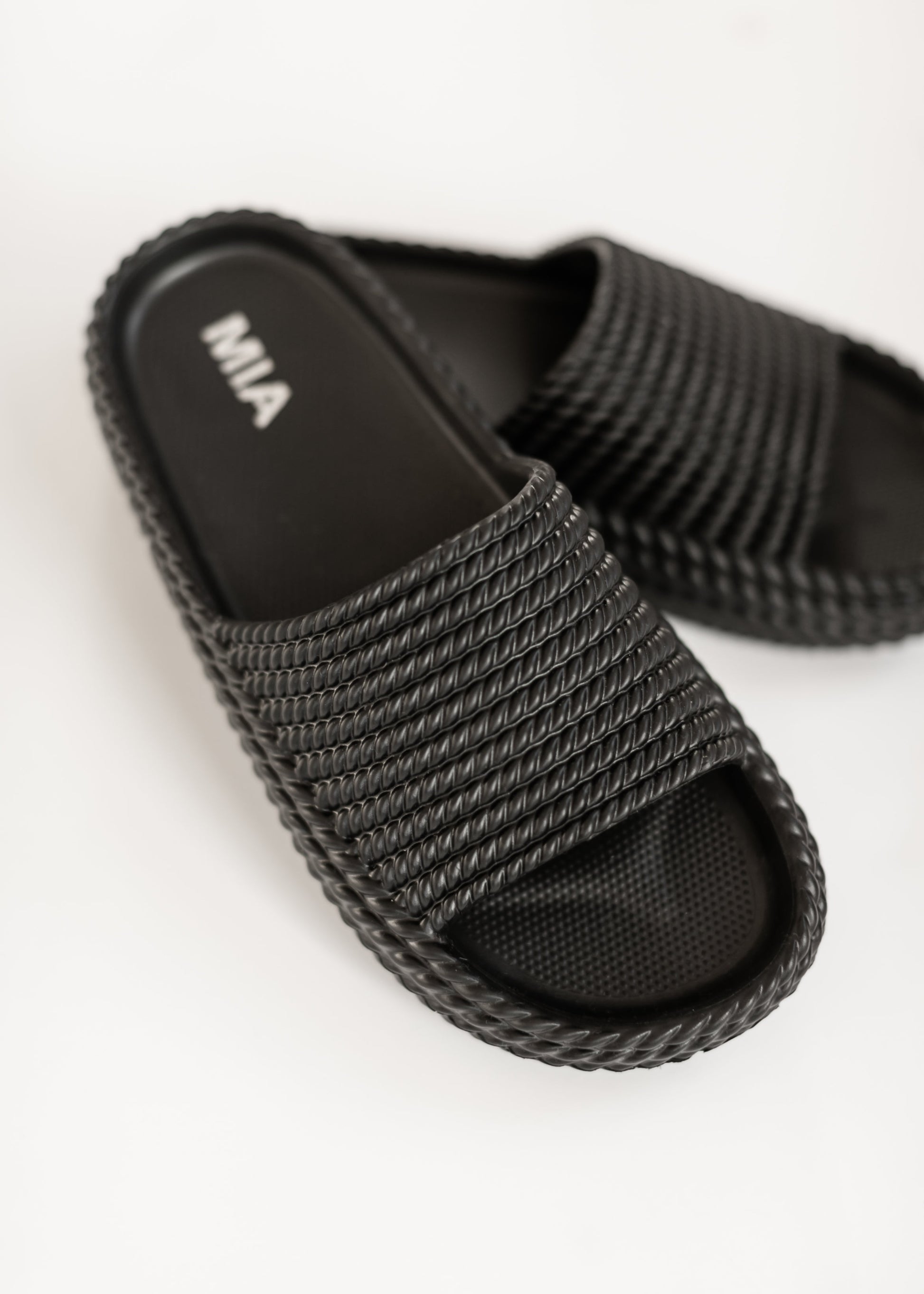 Black Platform Cushioned Slide Sandal Shoes