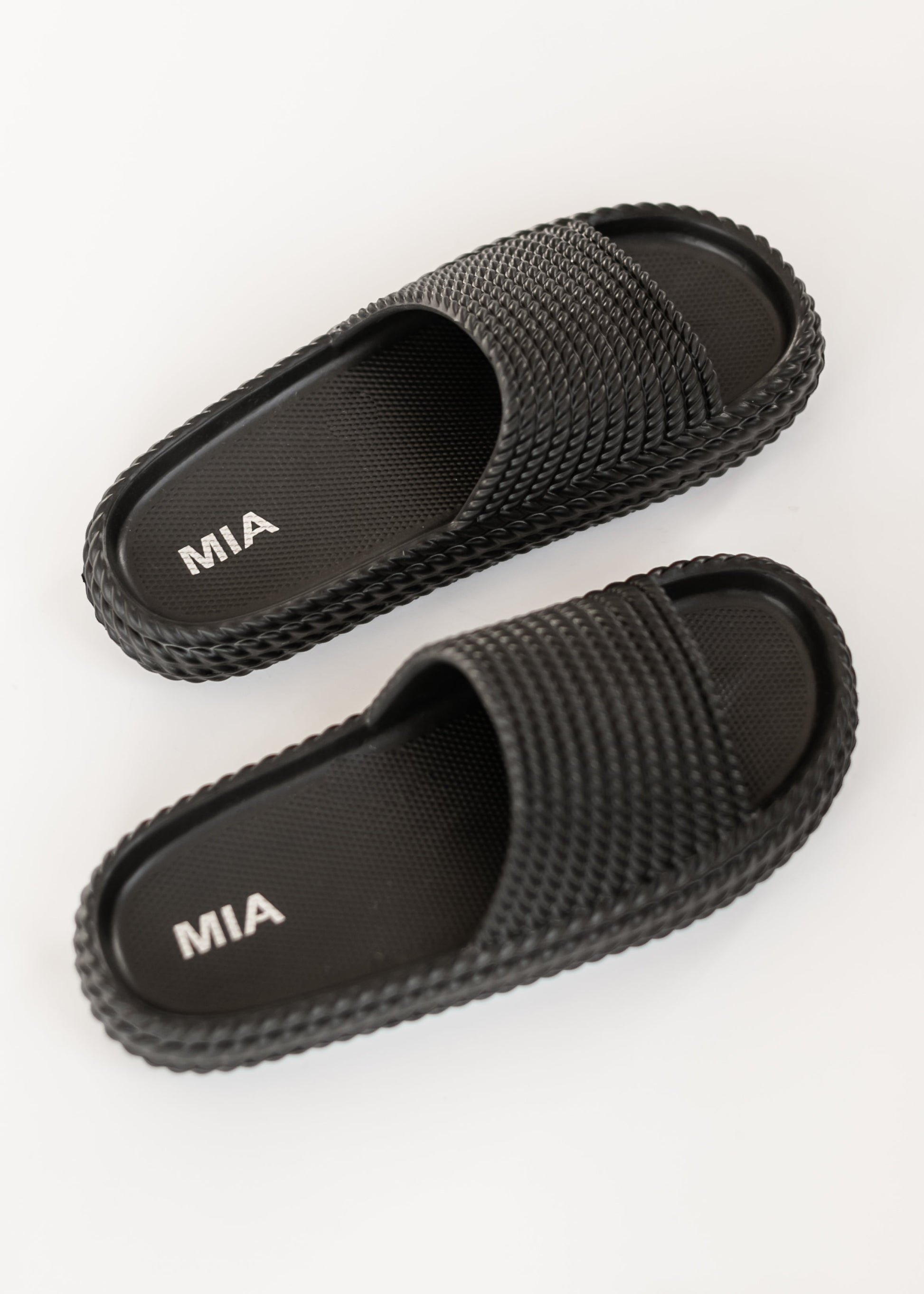 Black Platform Cushioned Slide Sandal Shoes