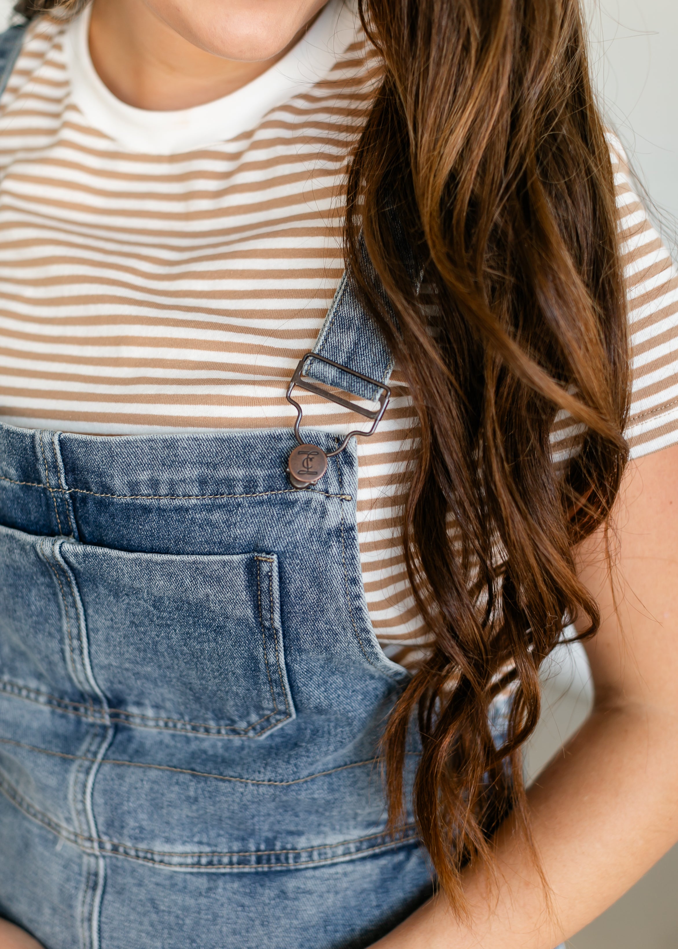 Striped denim overall outlet dress