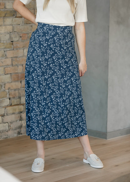 Braylyn Floral Midi Skirt IC Skirts Navy / XS