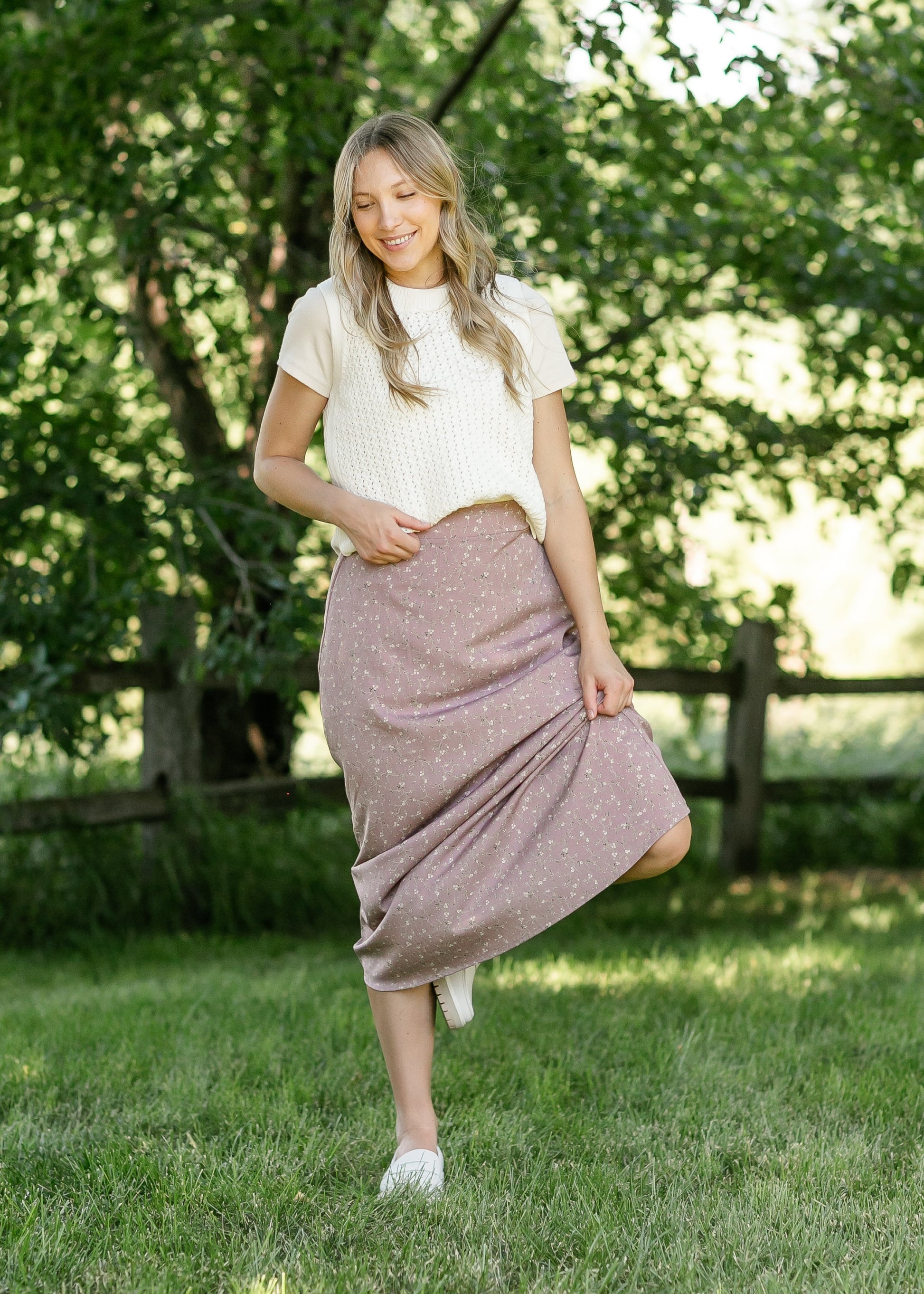 Braylyn Purple Floral Midi Skirt IC Skirts