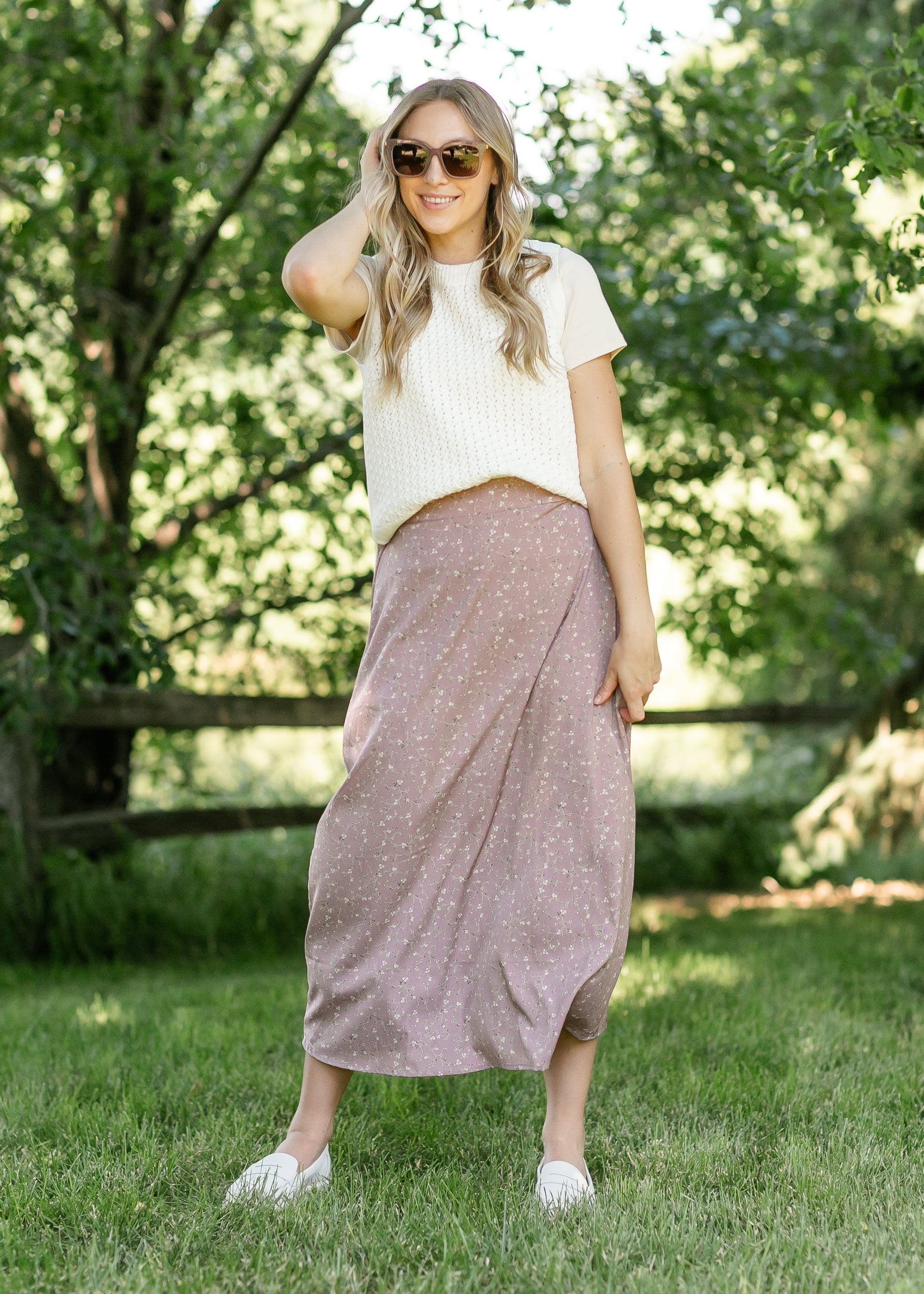 Braylyn Purple Floral Midi Skirt IC Skirts