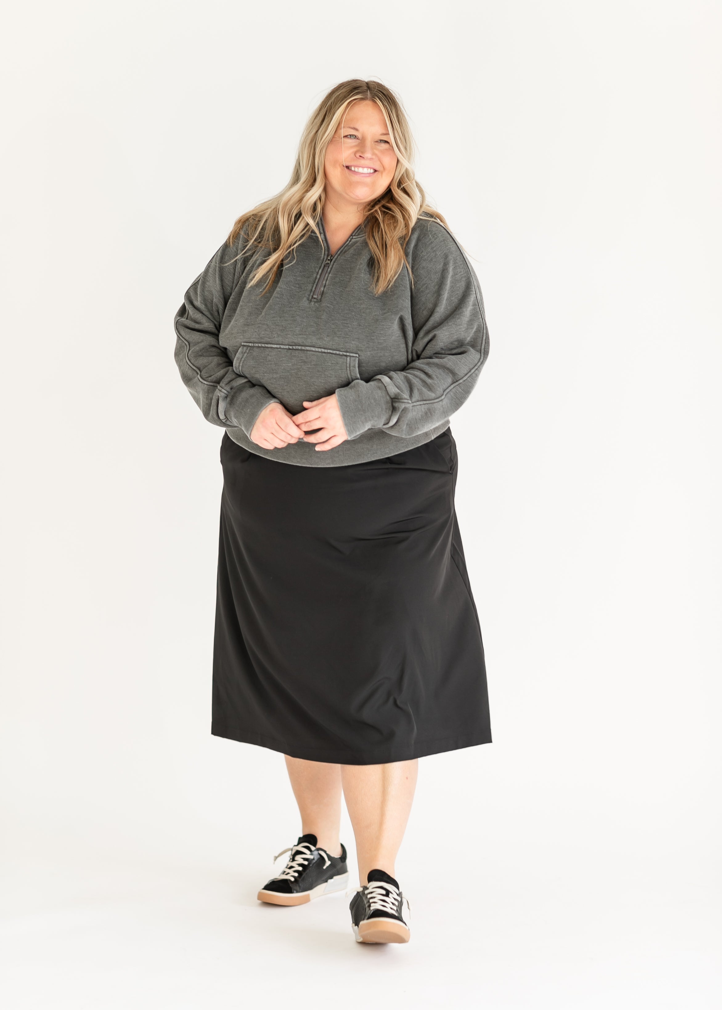 Plus size a line midi cheap skirt