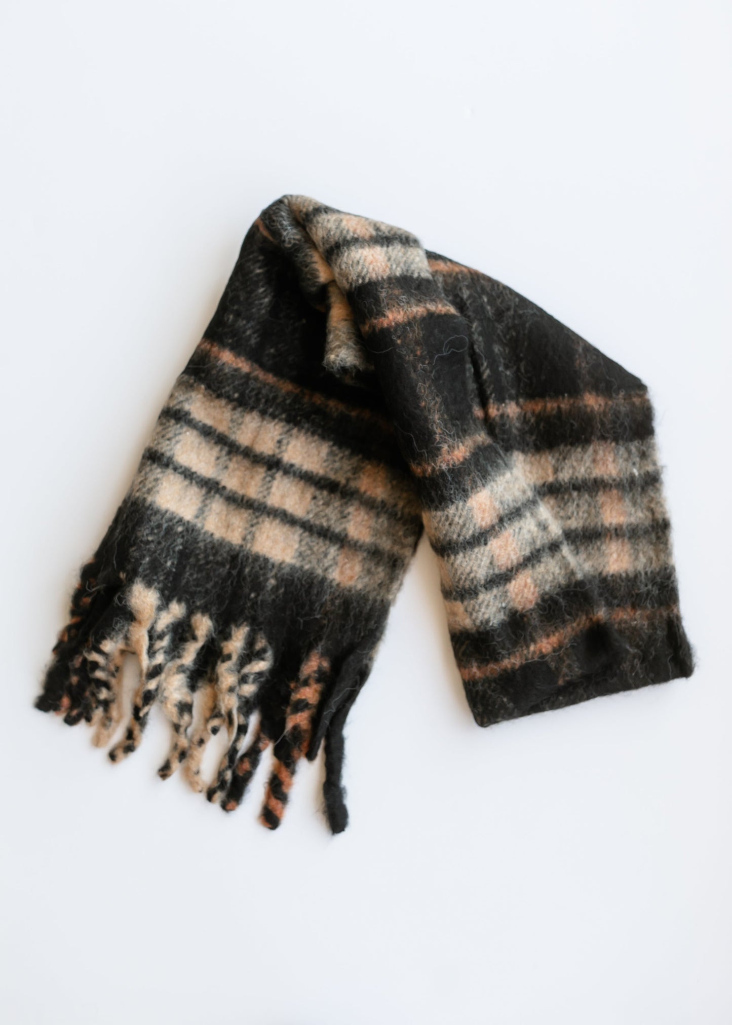 Brushed Black Check Scarf Accessories