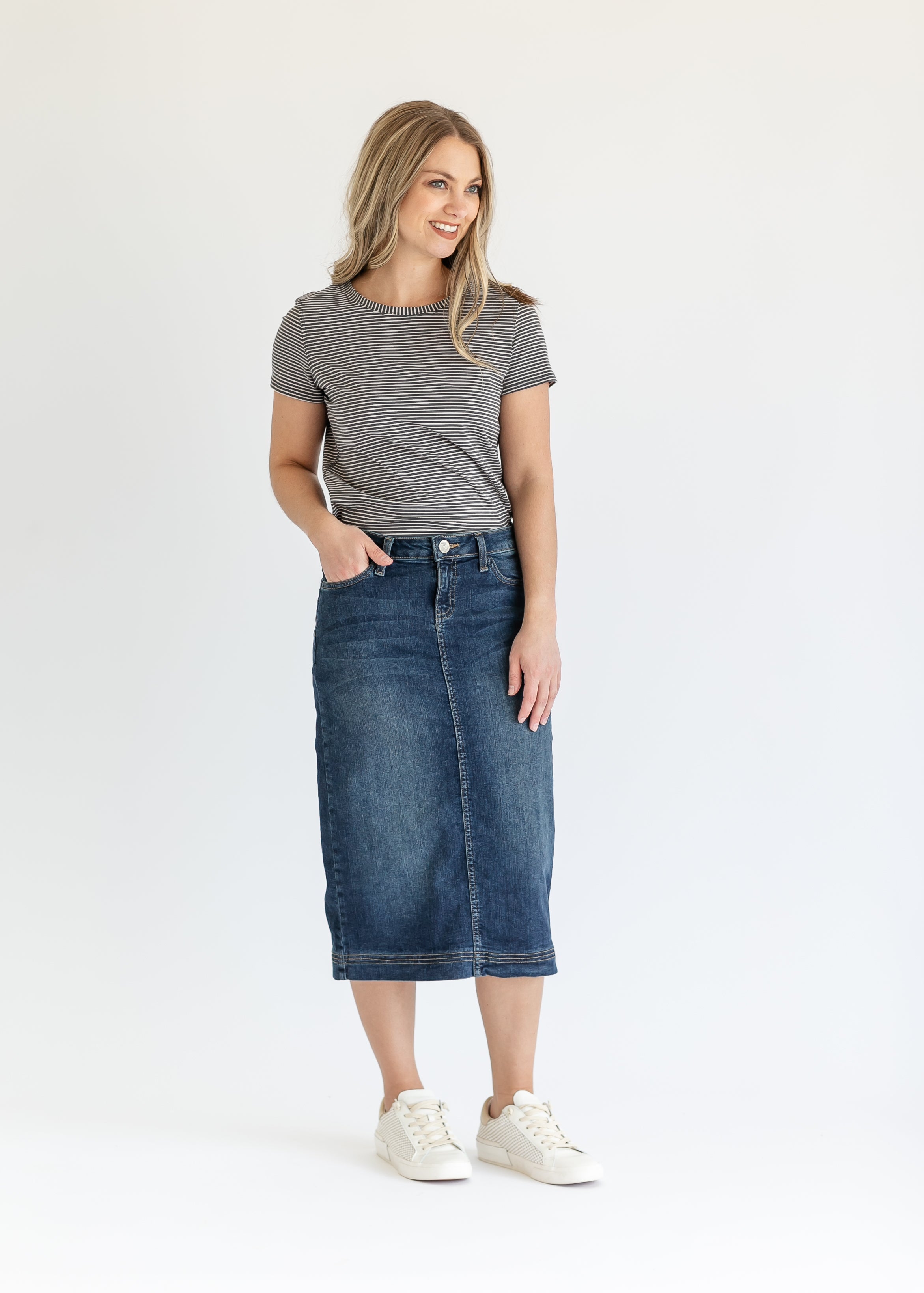 Bryn Denim Midi Skirt FINAL SALE Length 28 Inches 2