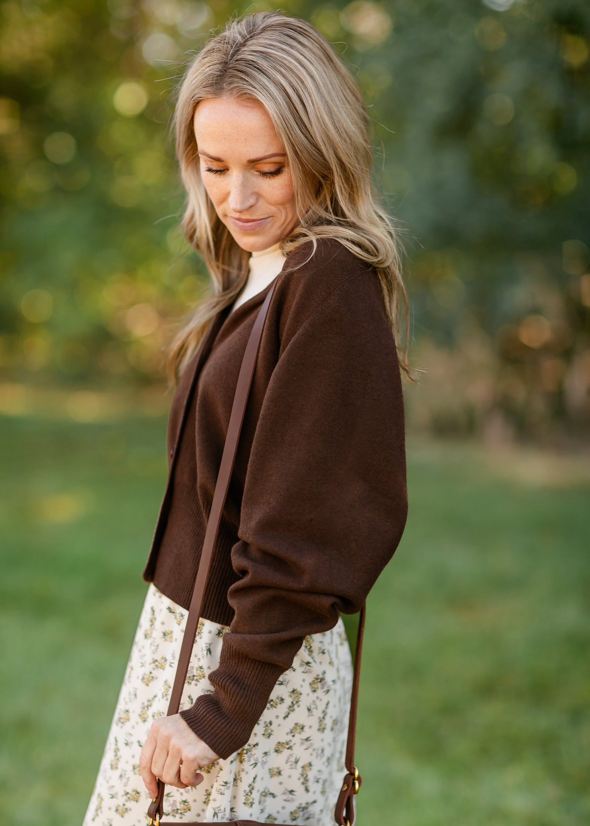 Button Up Brown Cardigan FF Tops