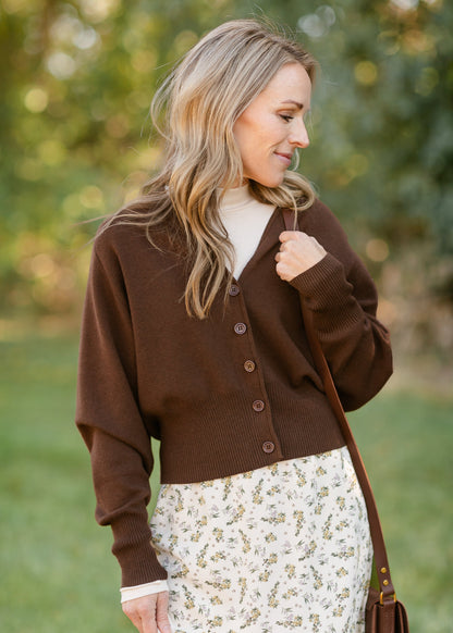 Button Up Brown Cardigan FF Tops