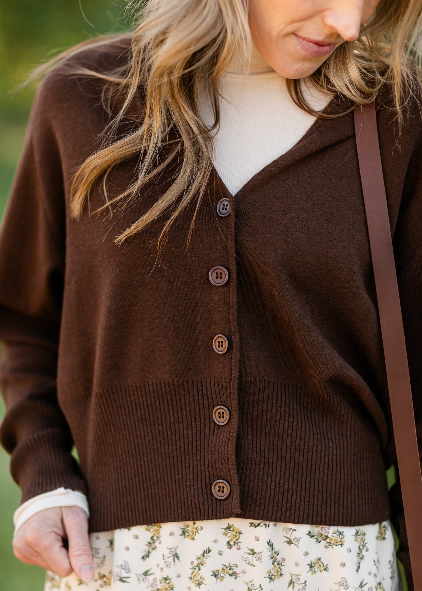 Button Up Brown Cardigan FF Tops