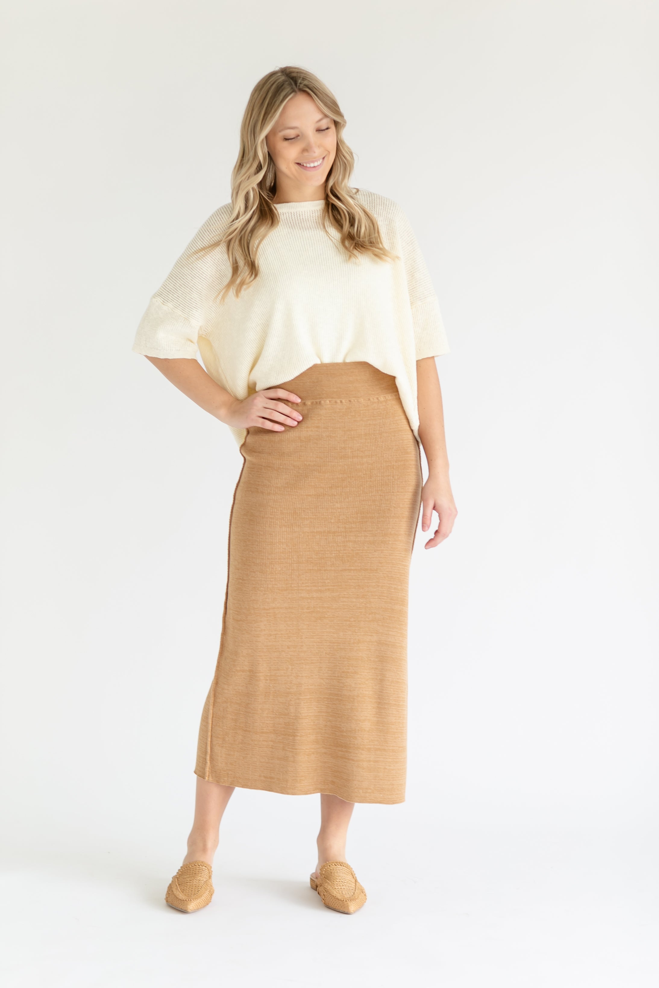 Camel midi cheap skirt