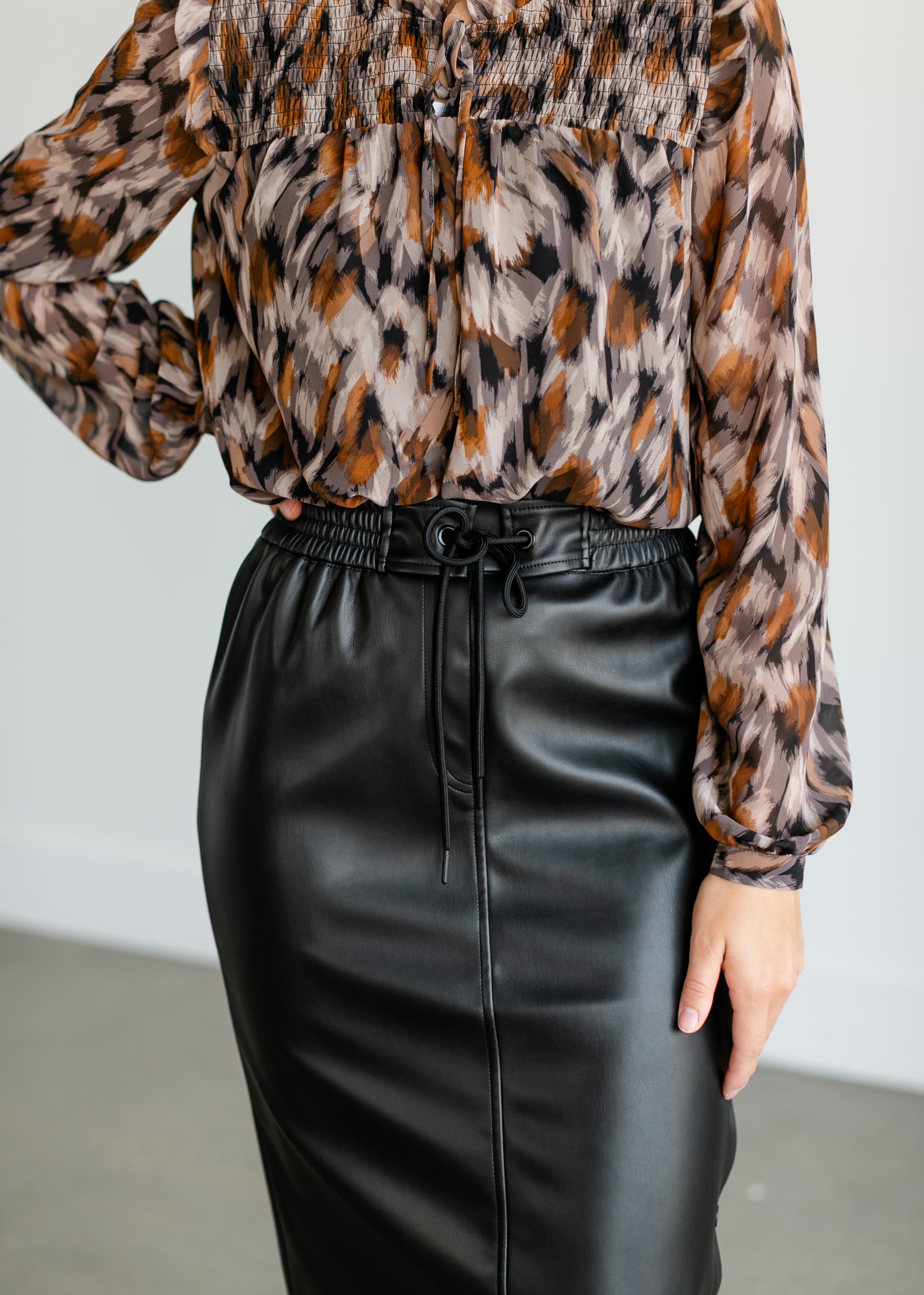Carla Vegan Leather Midi Skirt - FINAL SALE