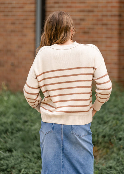 Charlene Striped Drop Shoulder Crewneck Sweater IC Tops