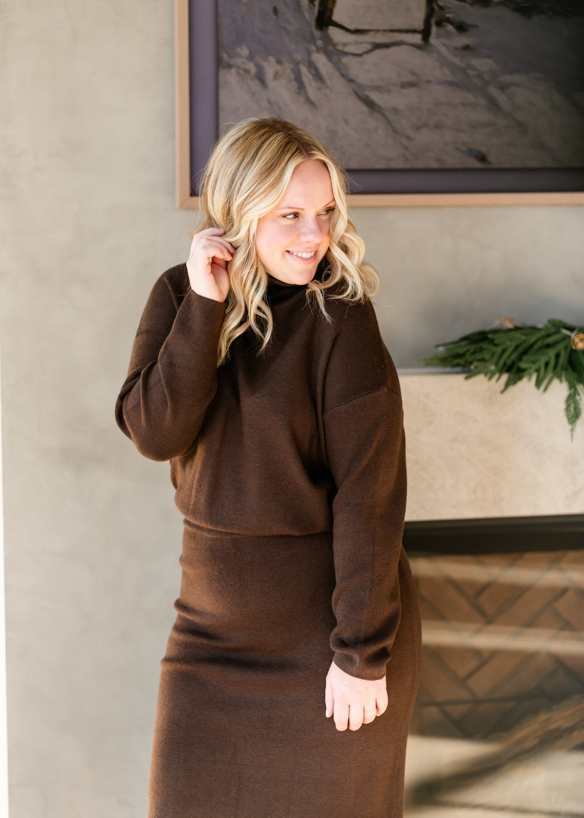 Chocolate Brown Turtleneck Sweater FF Tops