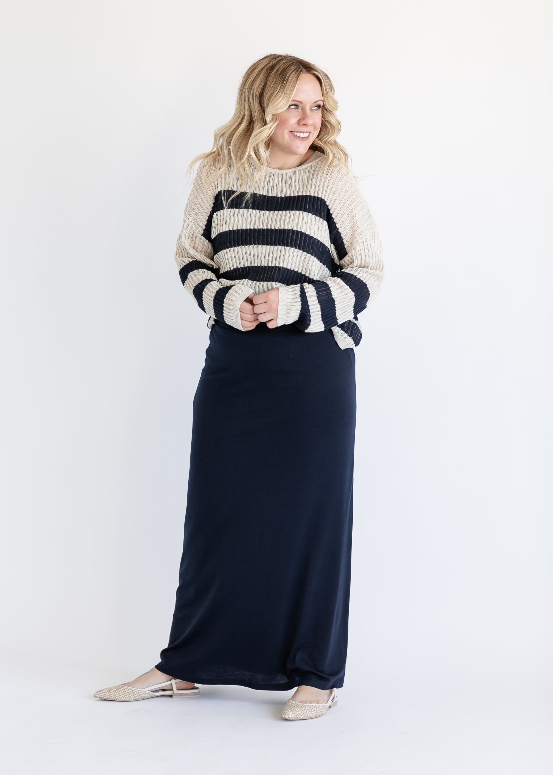Clarise Premium Knit Maxi Skirt Navy / XS