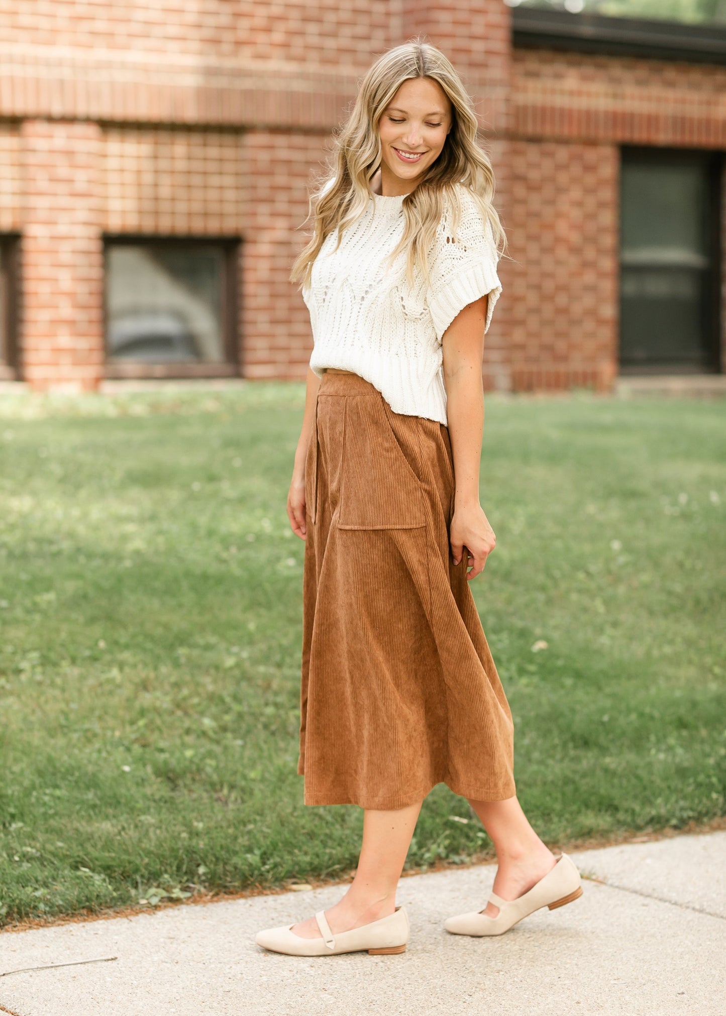 Corduroy A-line Midi Skirt FF Skirts