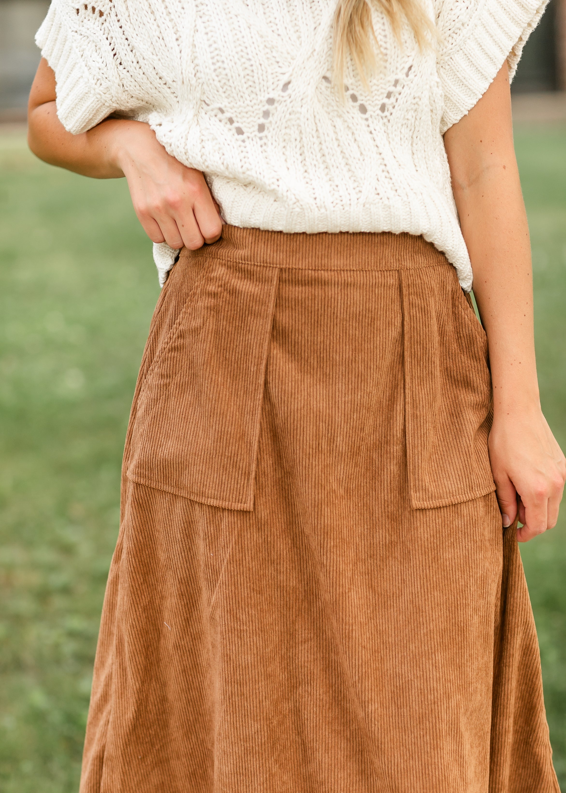 Corduroy A line Midi Skirt Inherit Co