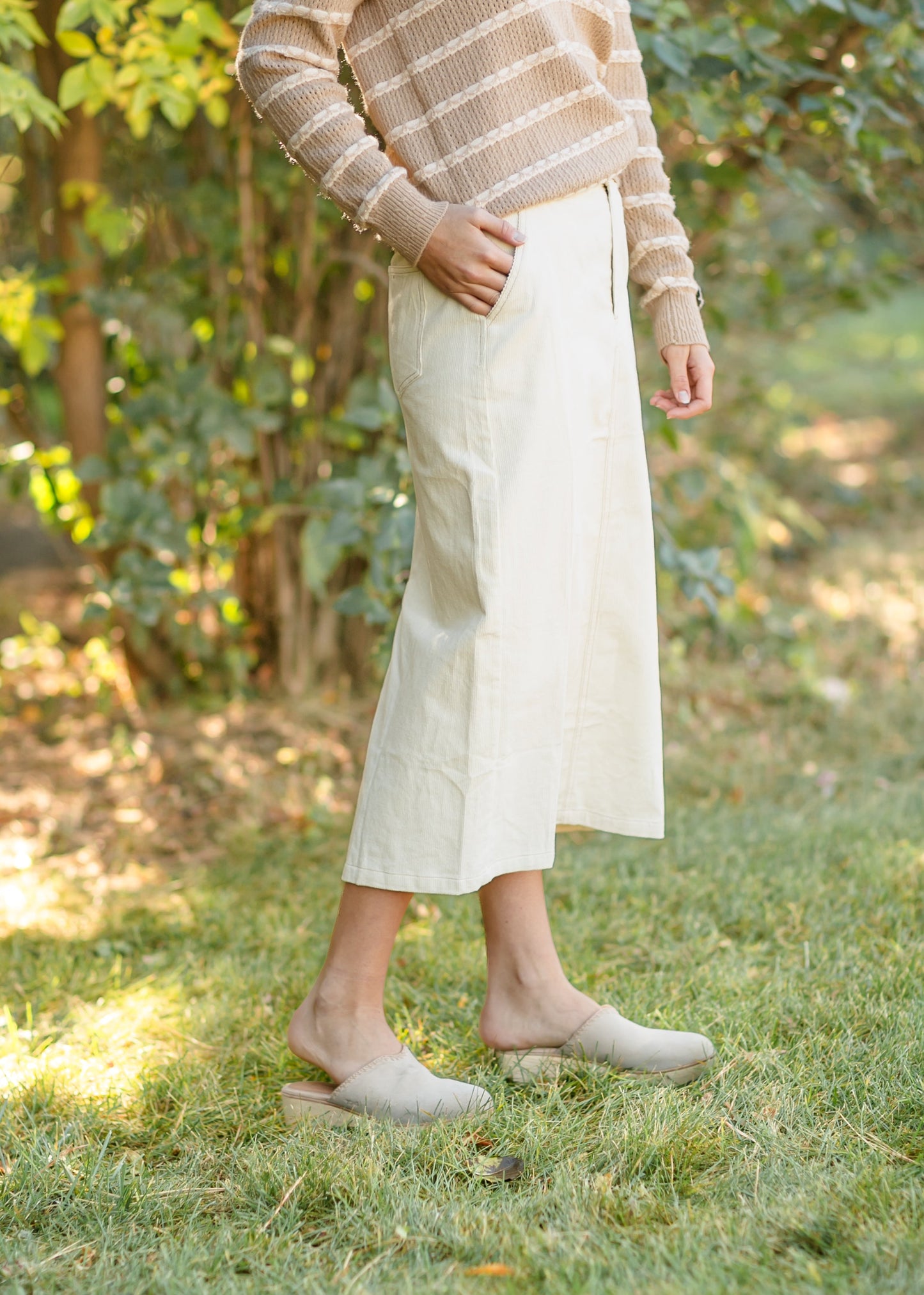 Cream Corduroy Denim Skirt FF Skirts