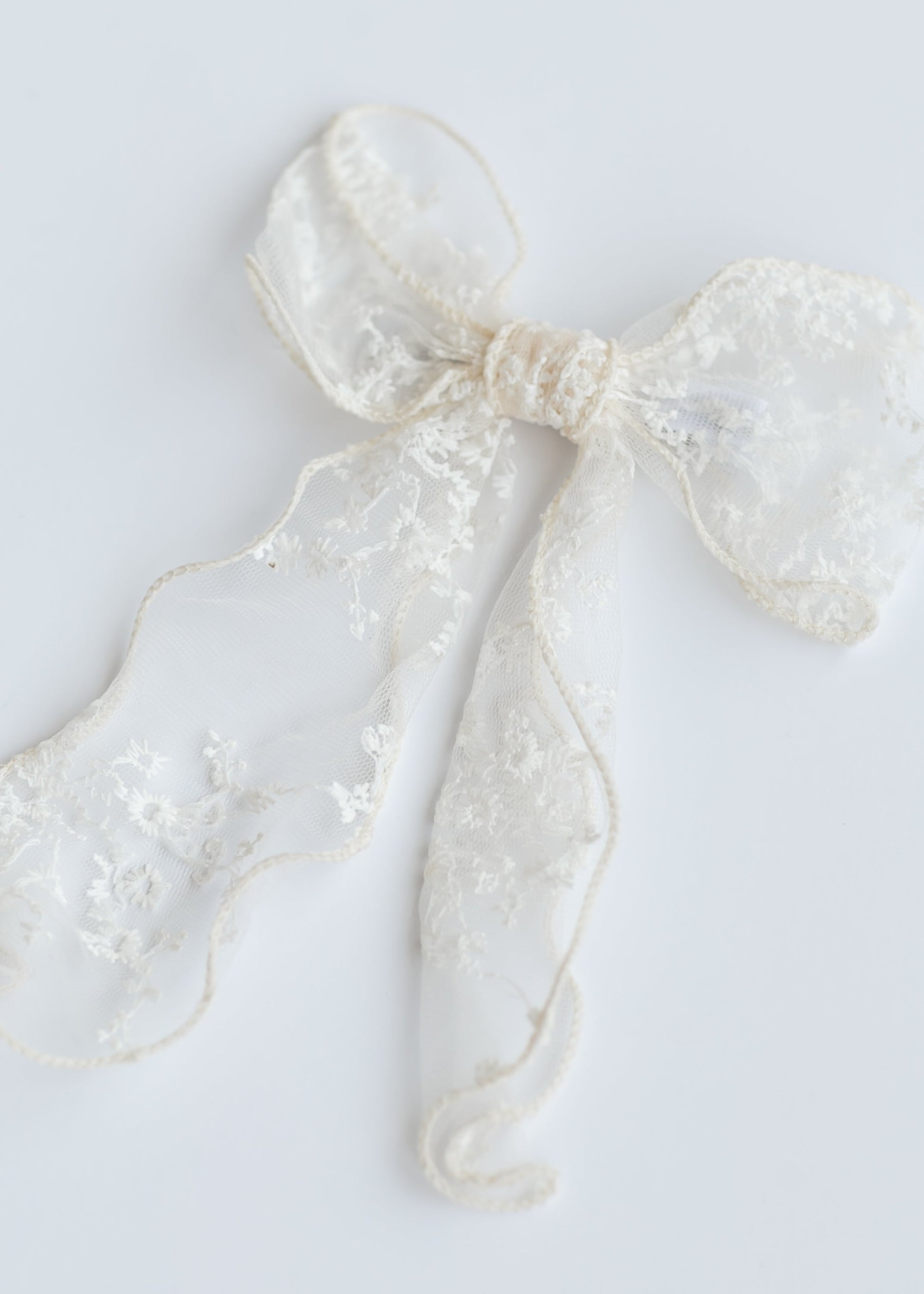 Cream Lace Bow Hair Barrette Accessories