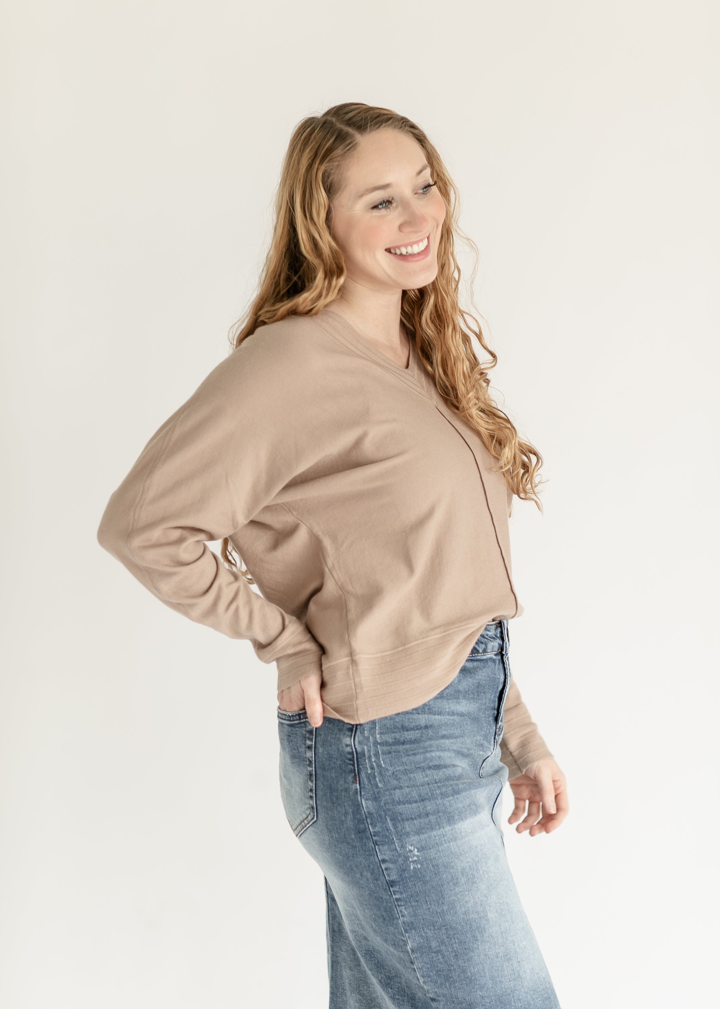 V-neck Knit Dolman Sleeve Top – Inherit Co.