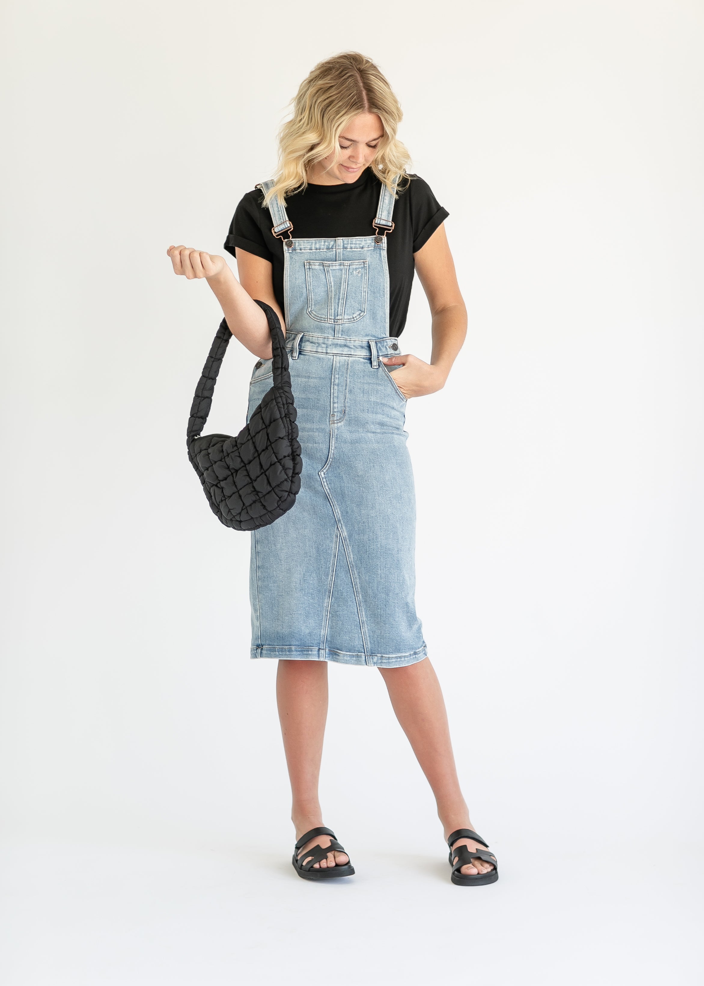 Overall dress midi best sale