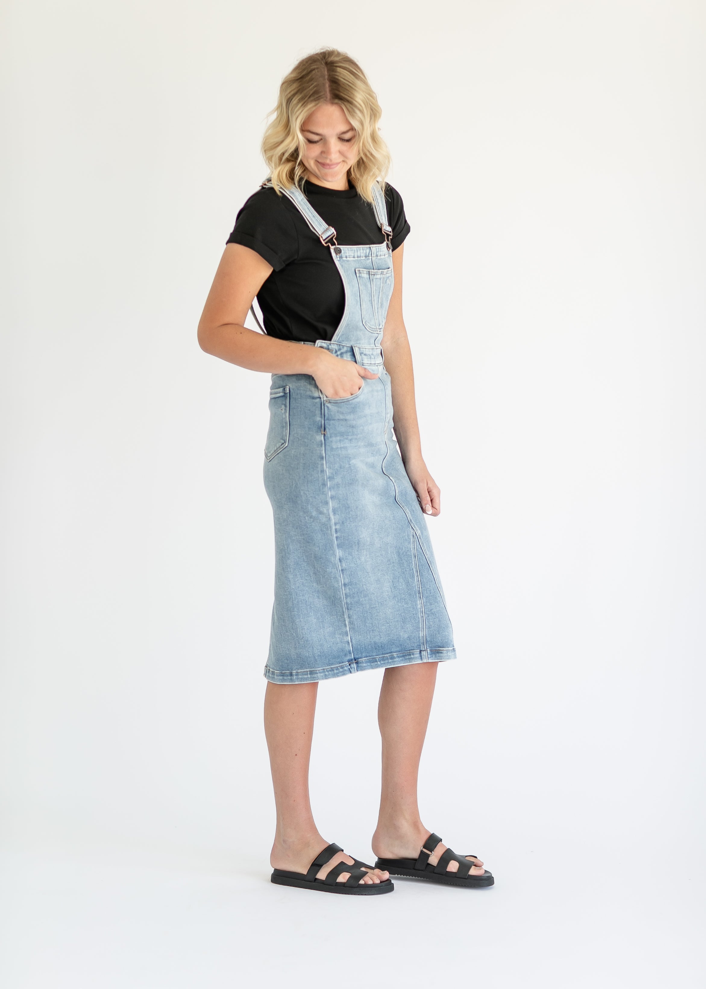 Denim Overall Jumper Midi Dress FINAL SALE Inherit Co