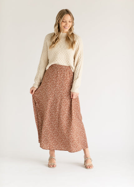 Verity ditsy clearance floral midi skirt