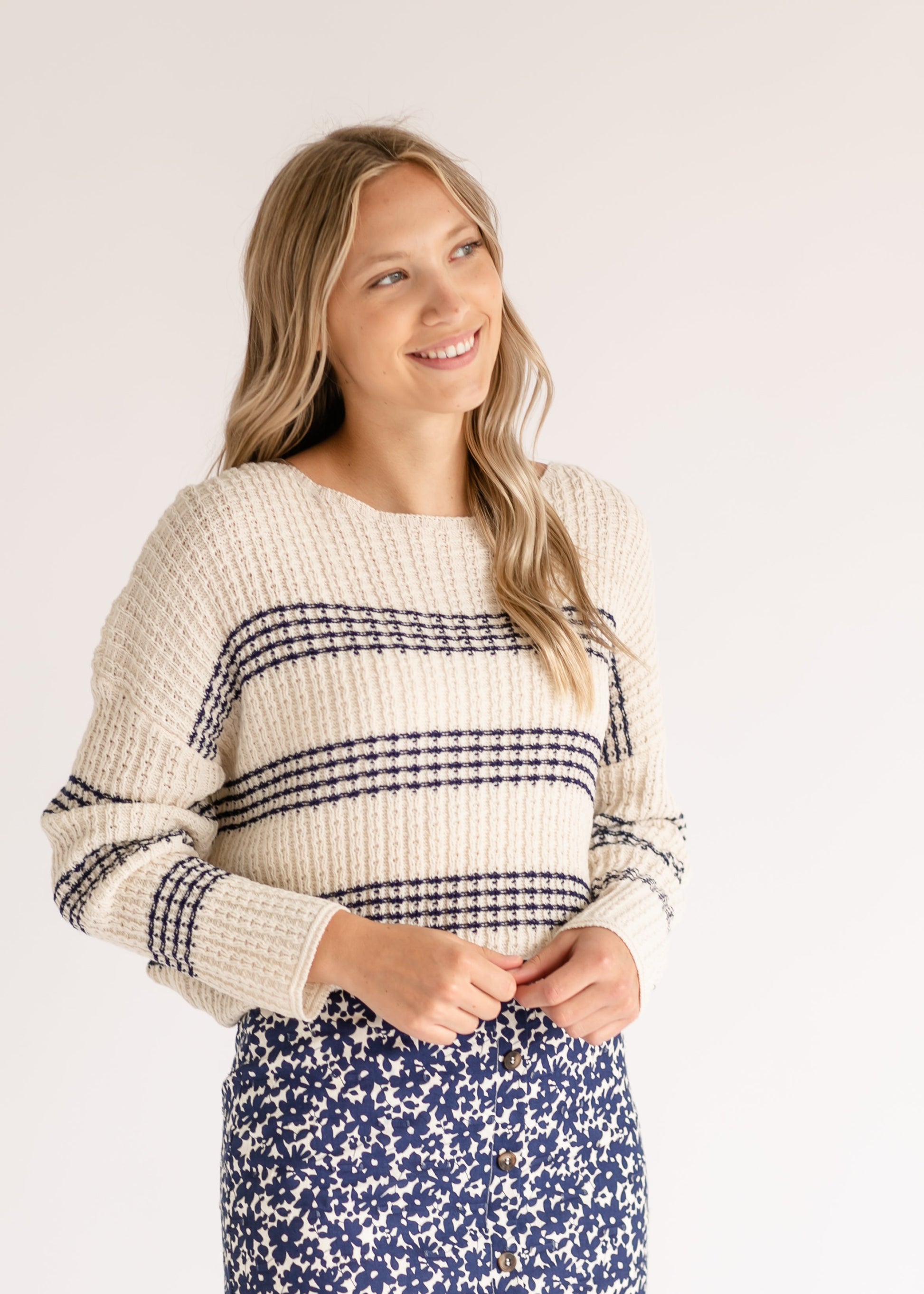 Dory Drop Shoulder Long Sleeve Knit Top FF Tops