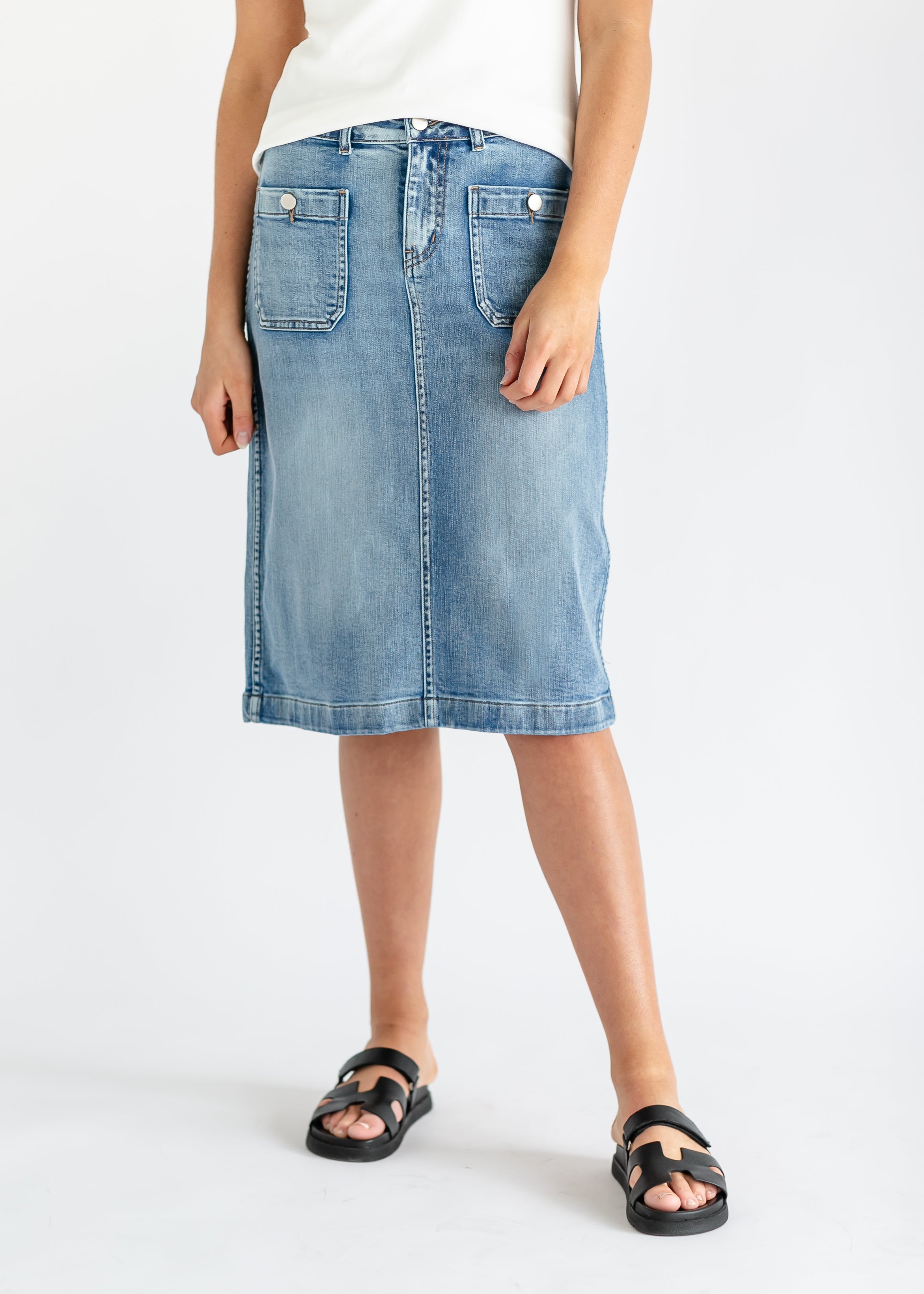 Elin Front Pocket Midi Skirt Inherit Co