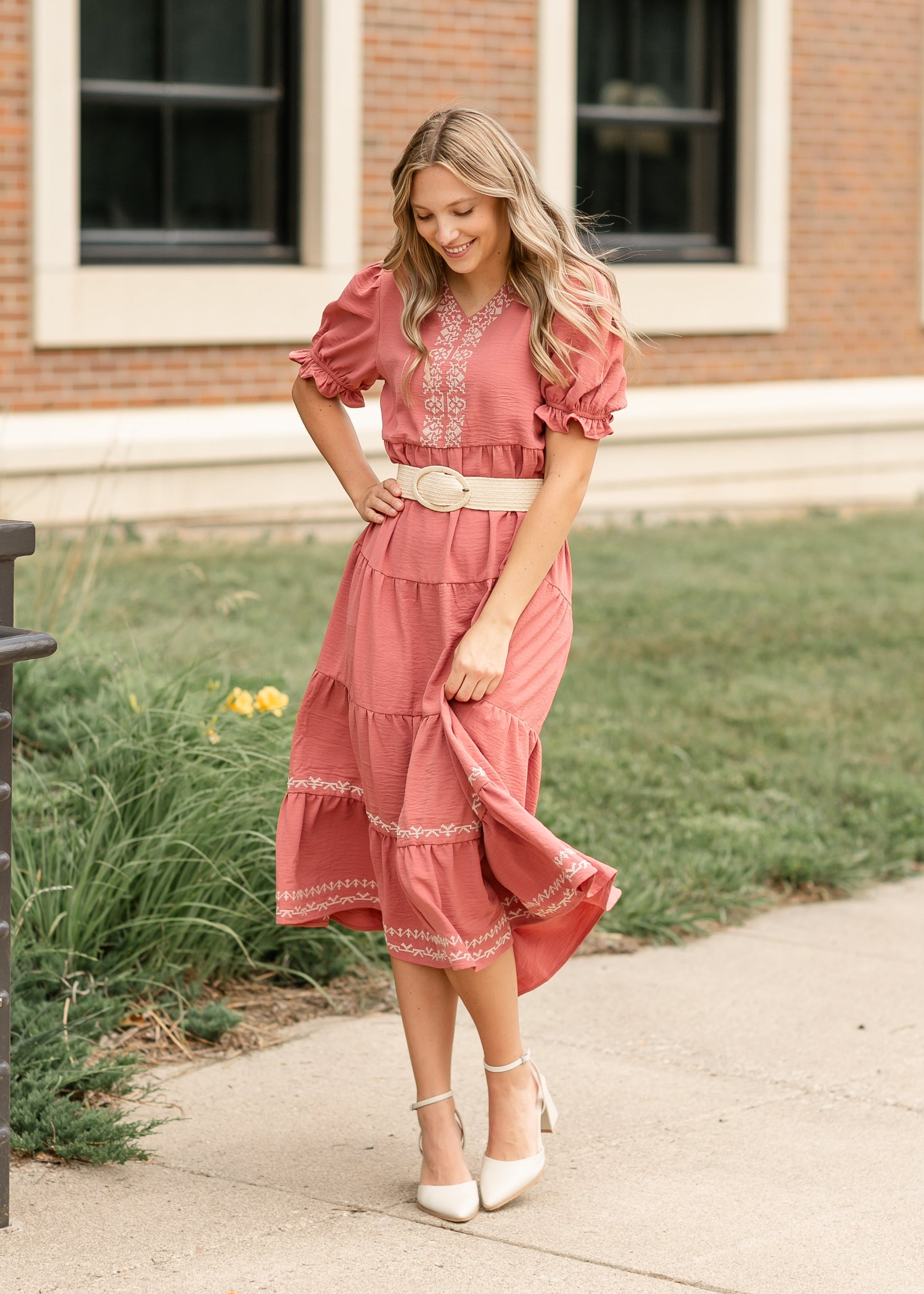 Embroidered Tiered Maxi Dress FF Dresses