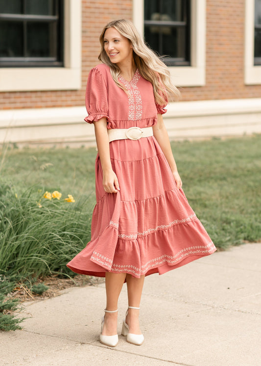 Embroidered Tiered Maxi Dress FF Dresses