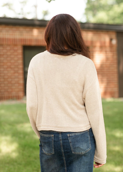 Emerson Heather Knit Long Sleeve Sweater FF Tops