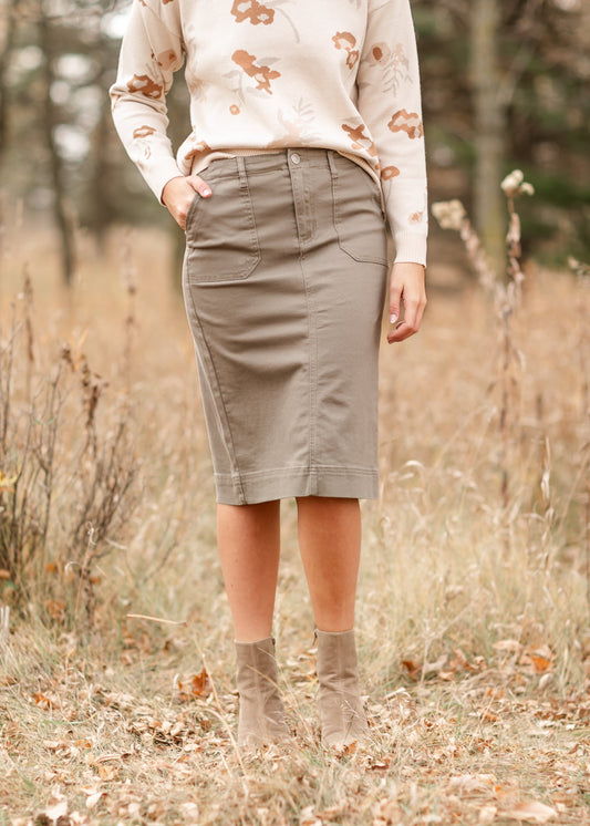 Erica Cotton Twill Midi Skirt IC Skirts