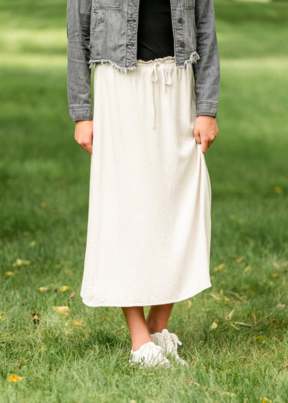 Essential Linen Drawstring Maxi Skirt IC Skirts