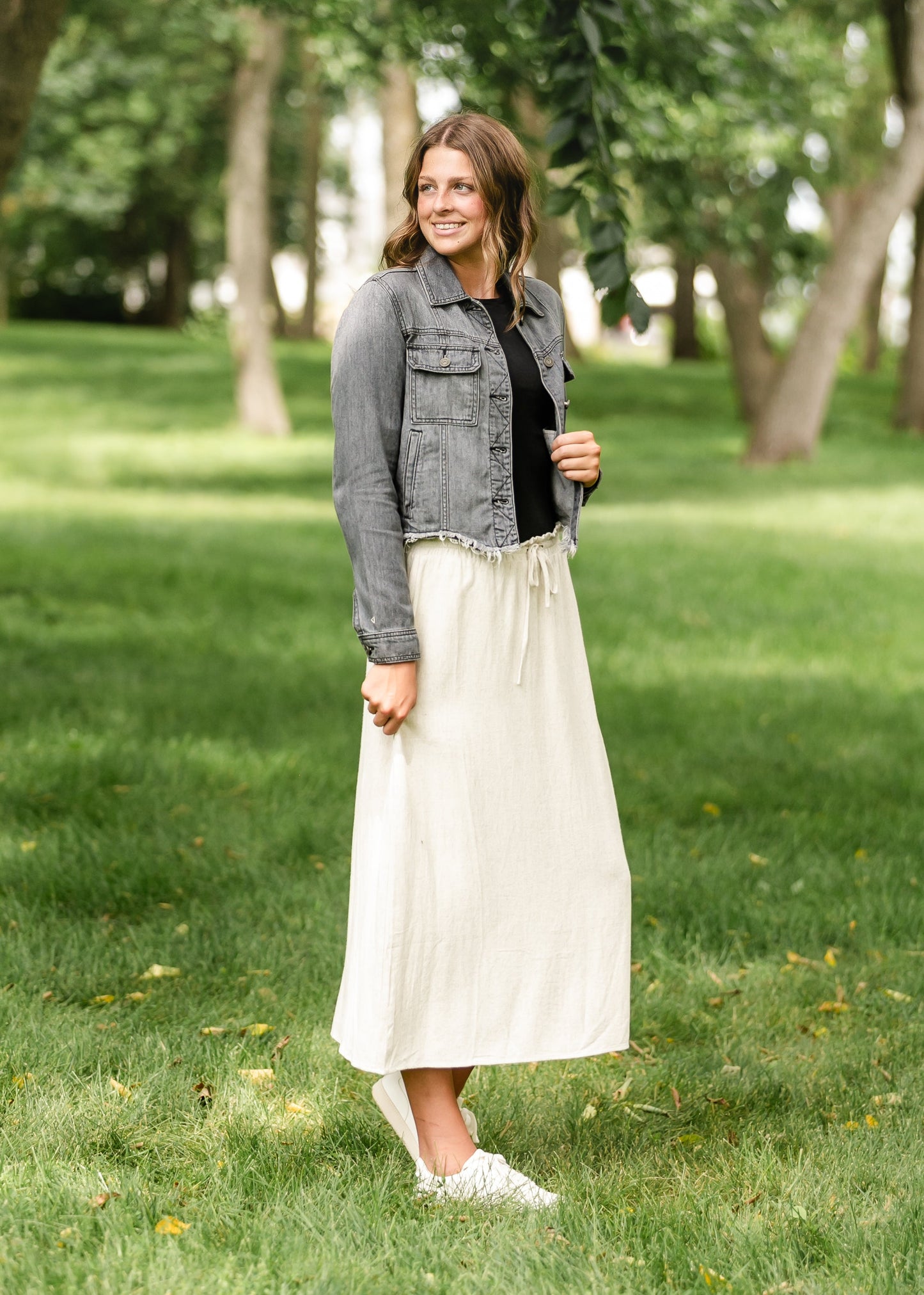 Essential Linen Drawstring Maxi Skirt IC Skirts