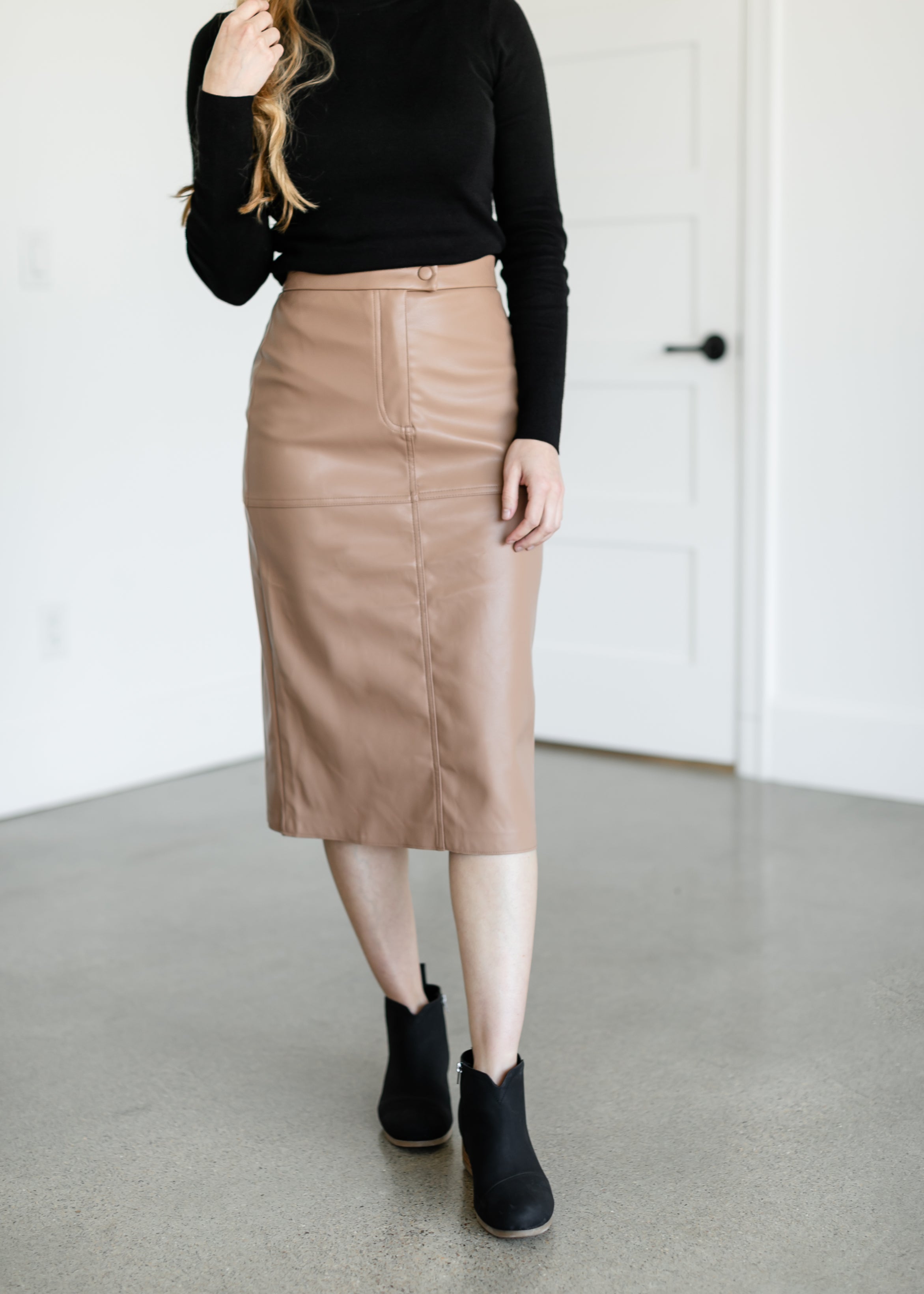 Leather midi hotsell skirt sale