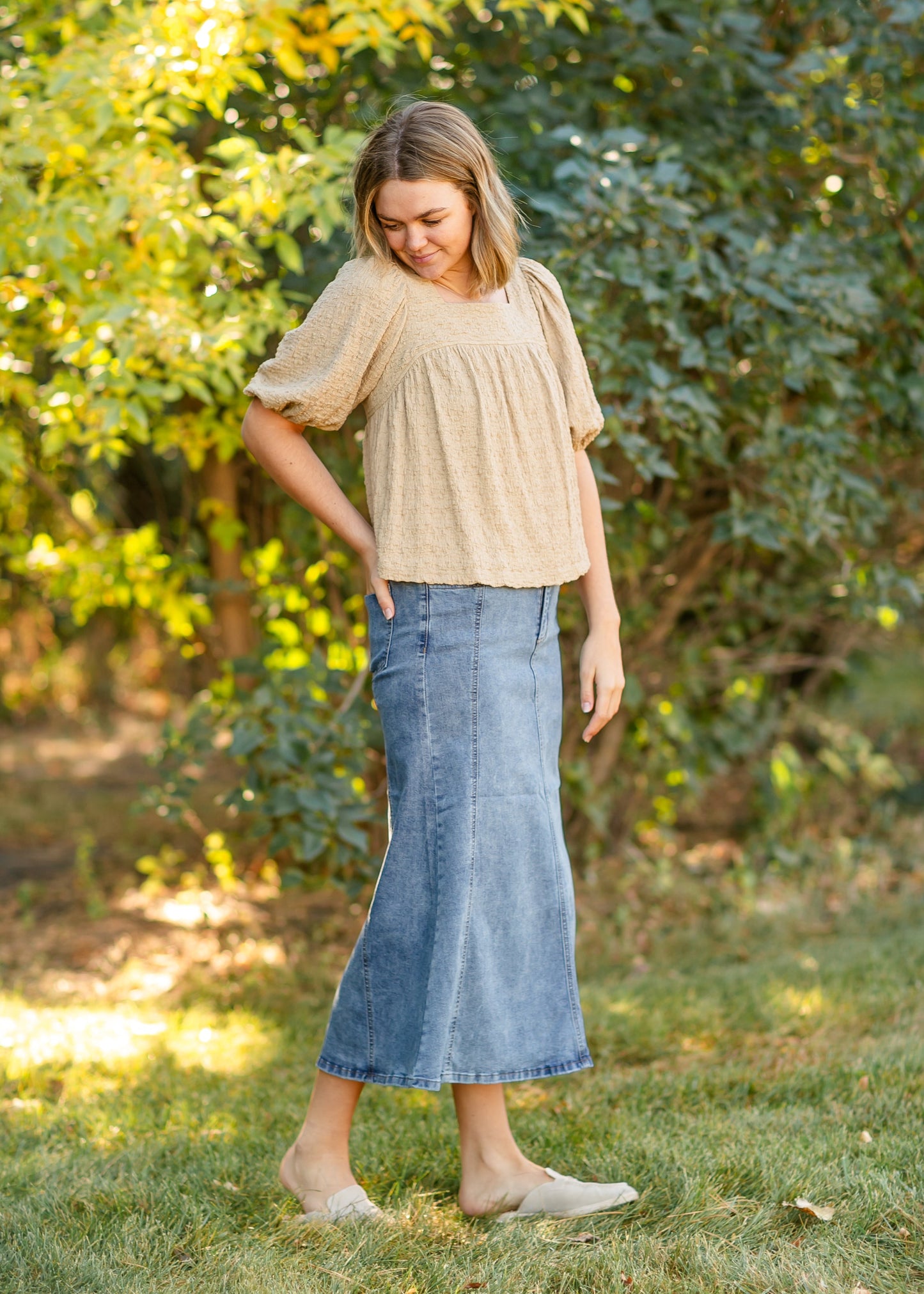 Flare Midi Denim Skirt FF Skirts