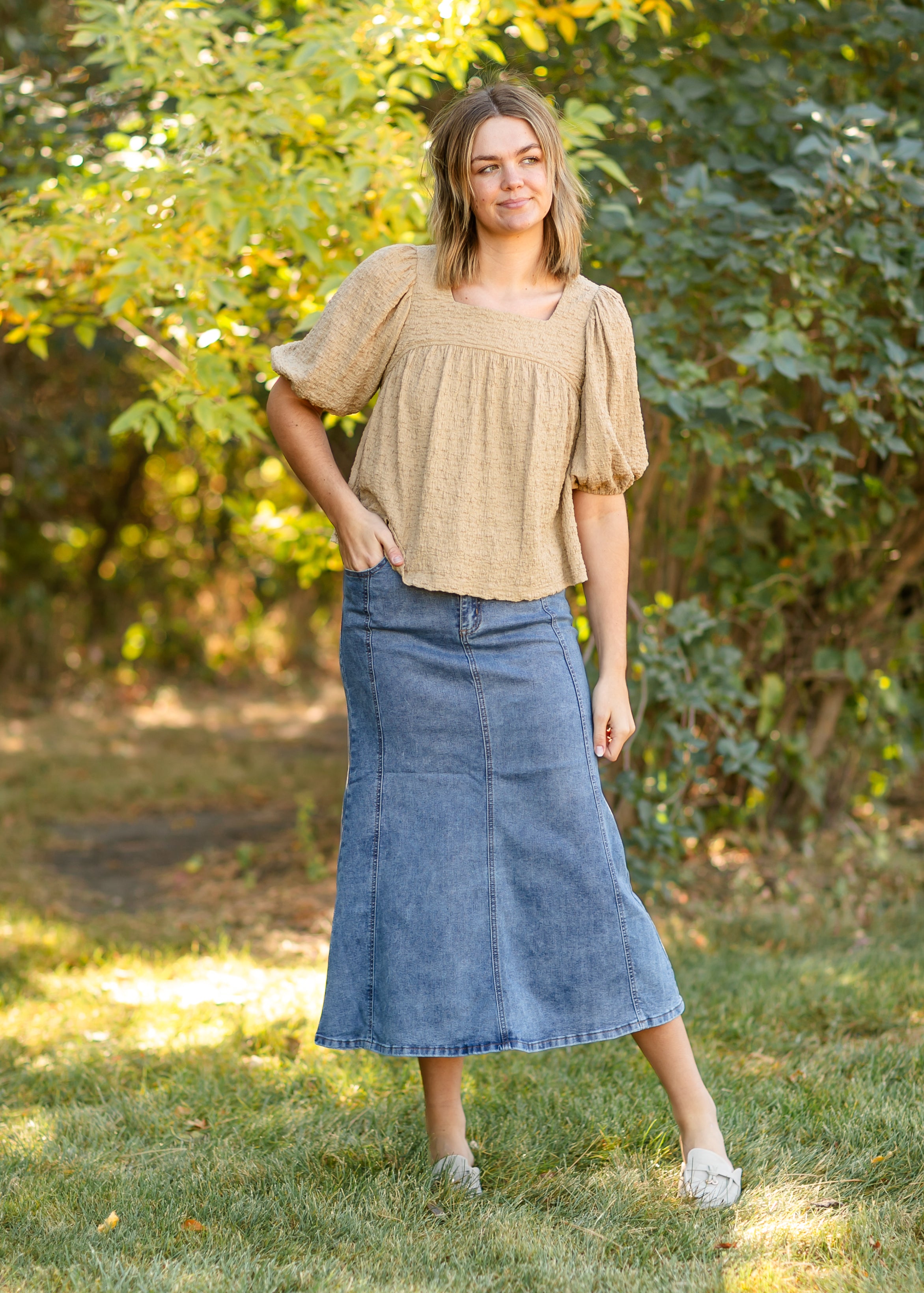 Modest denim skirts for sale best sale