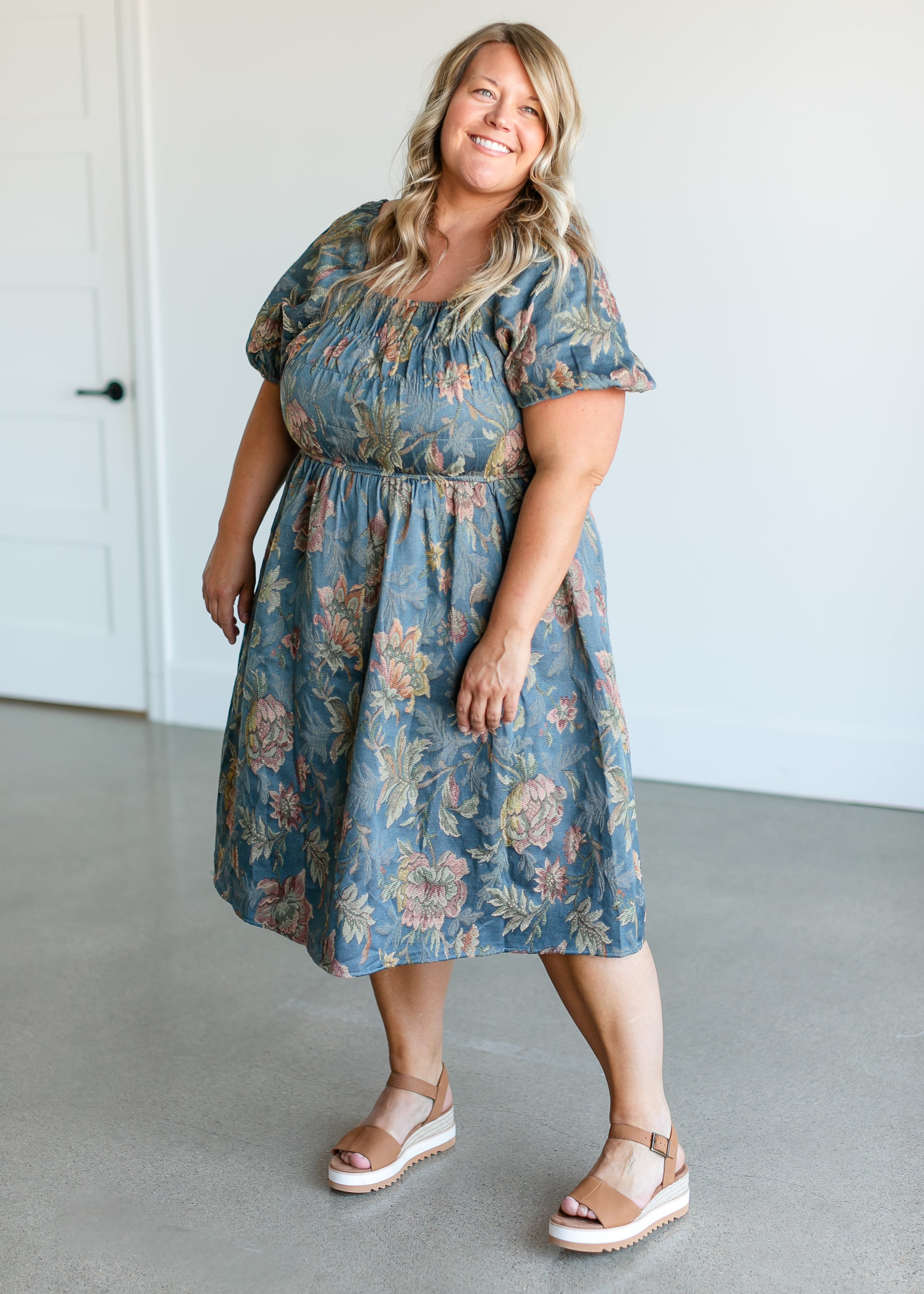 Floral Jacquard Midi Dress - FINAL SALE – Inherit Co.