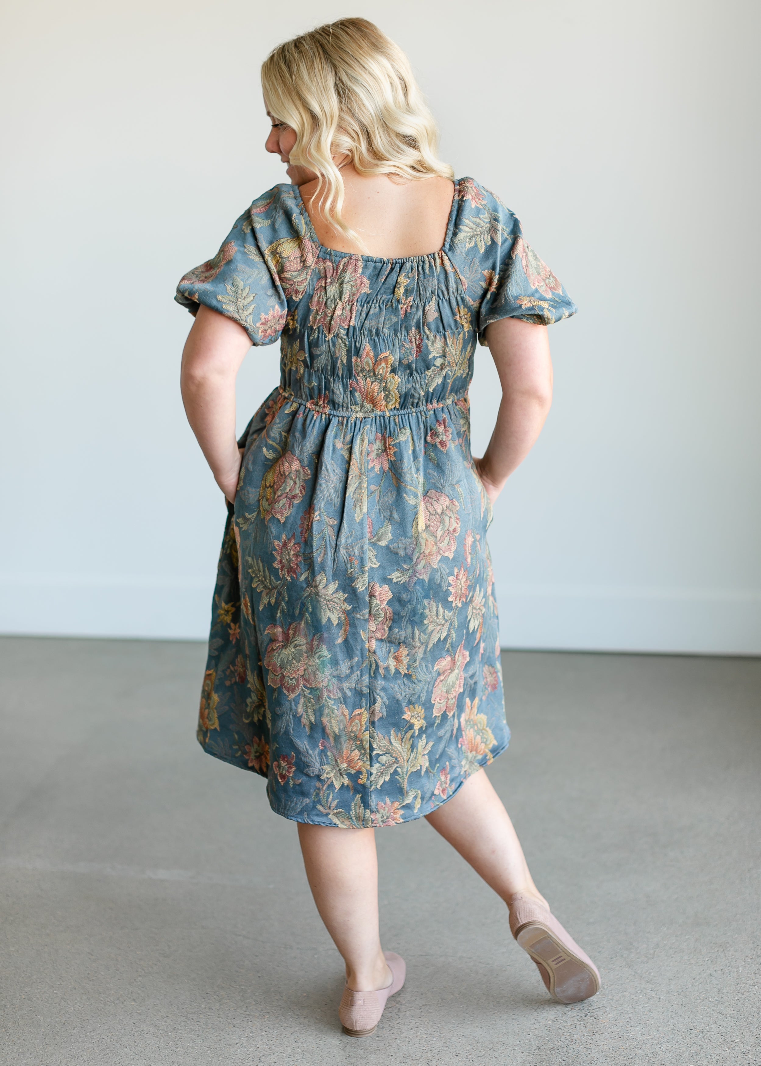 Floral Jacquard Midi Dress - FINAL SALE – Inherit Co.