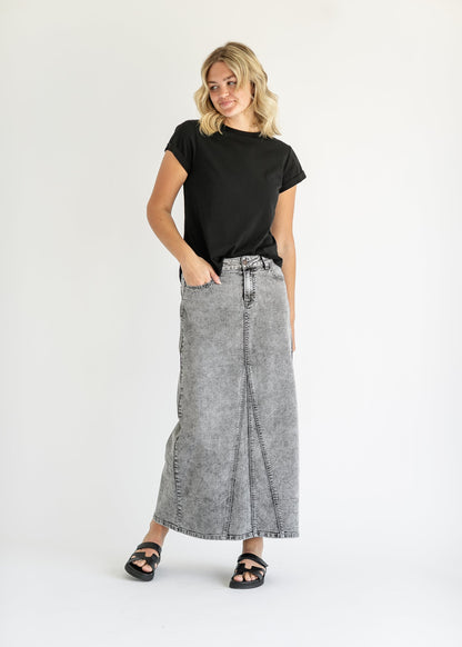 Genevieve A-line Denim Maxi Skirt IC Skirts