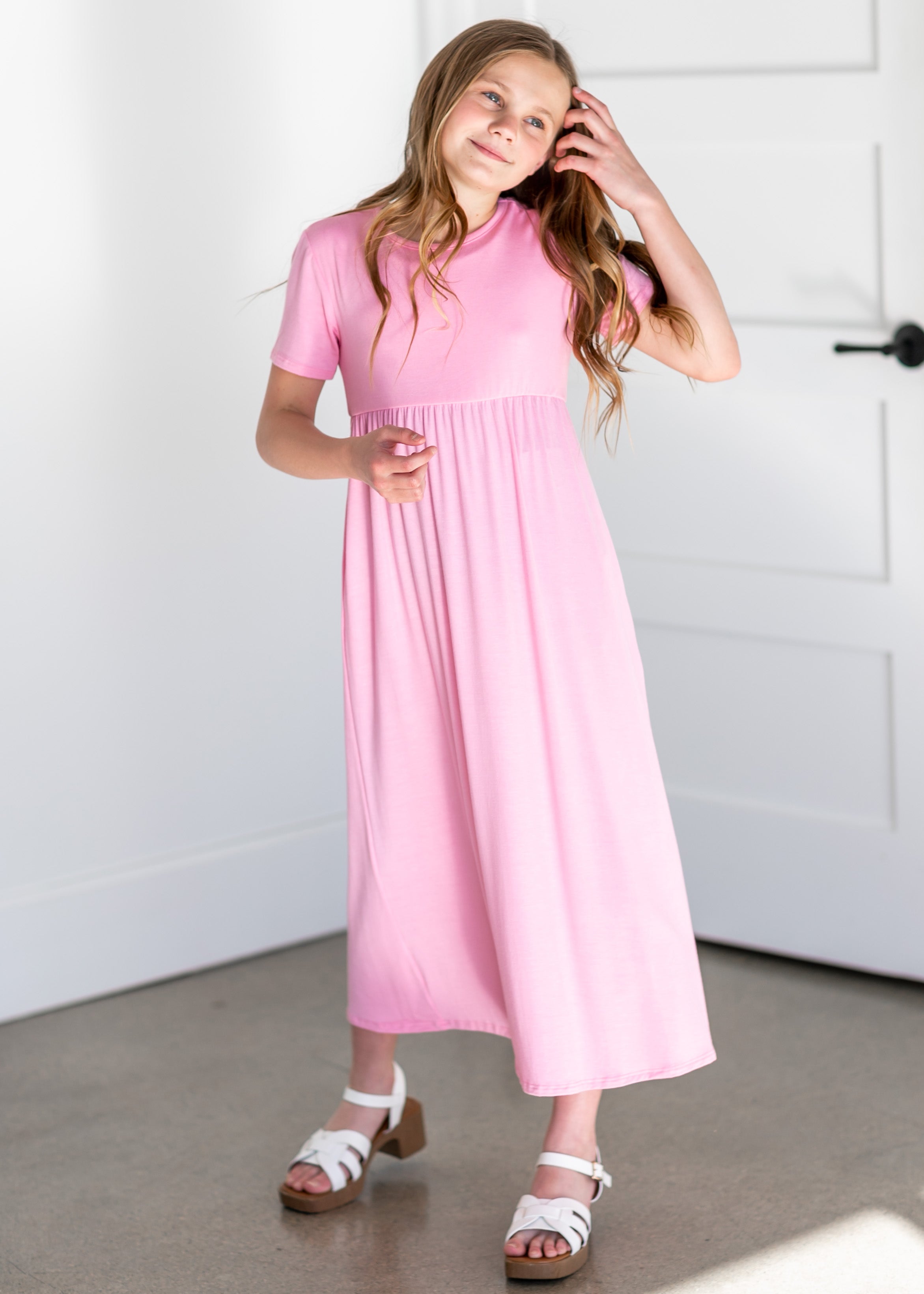 Girl s Short Sleeve Empire Waist Maxi Dress FINAL SALE Inherit Co