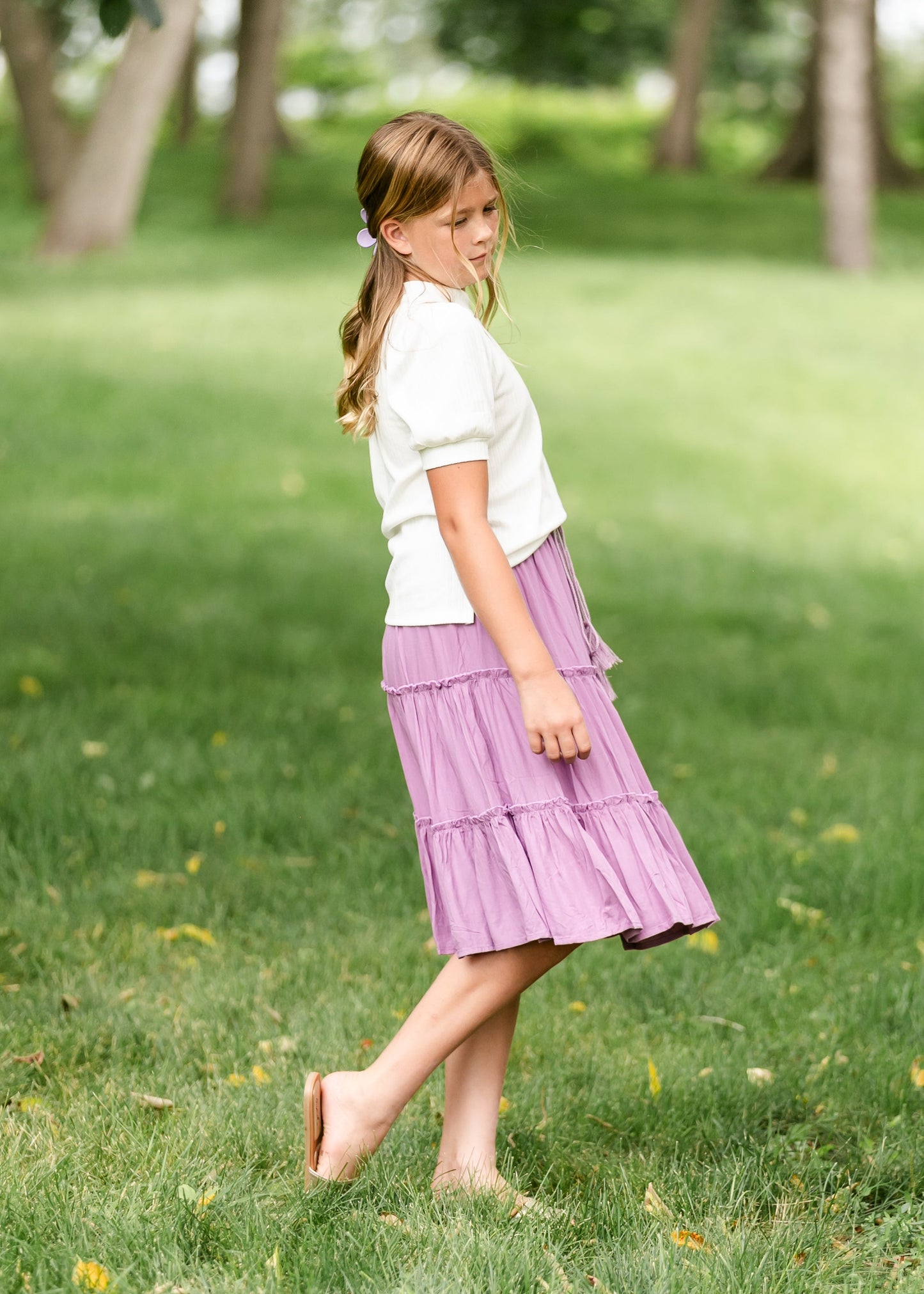 Girl's Tiered Purple Skirt FF Girls