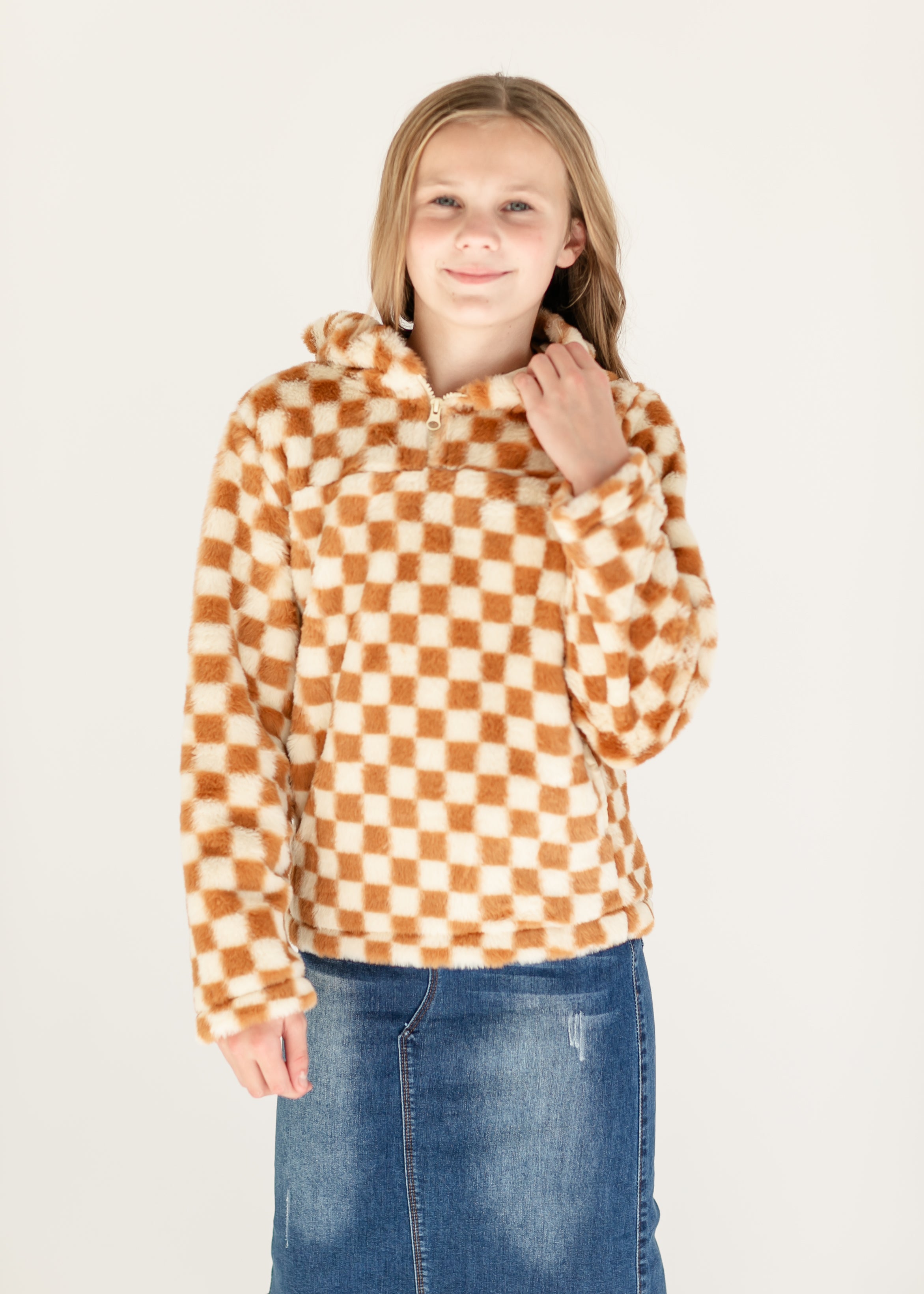 Girls store checkered hoodie