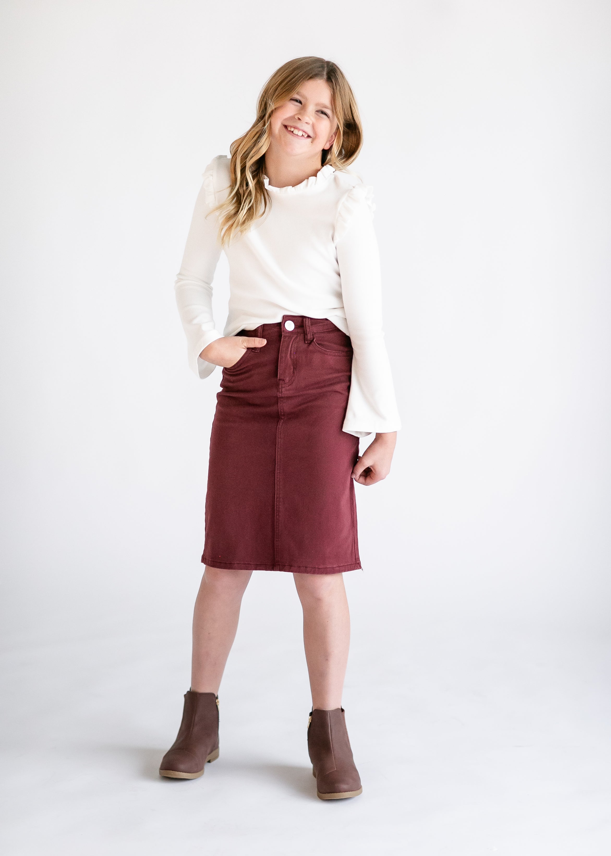 Burgundy cord skirt best sale