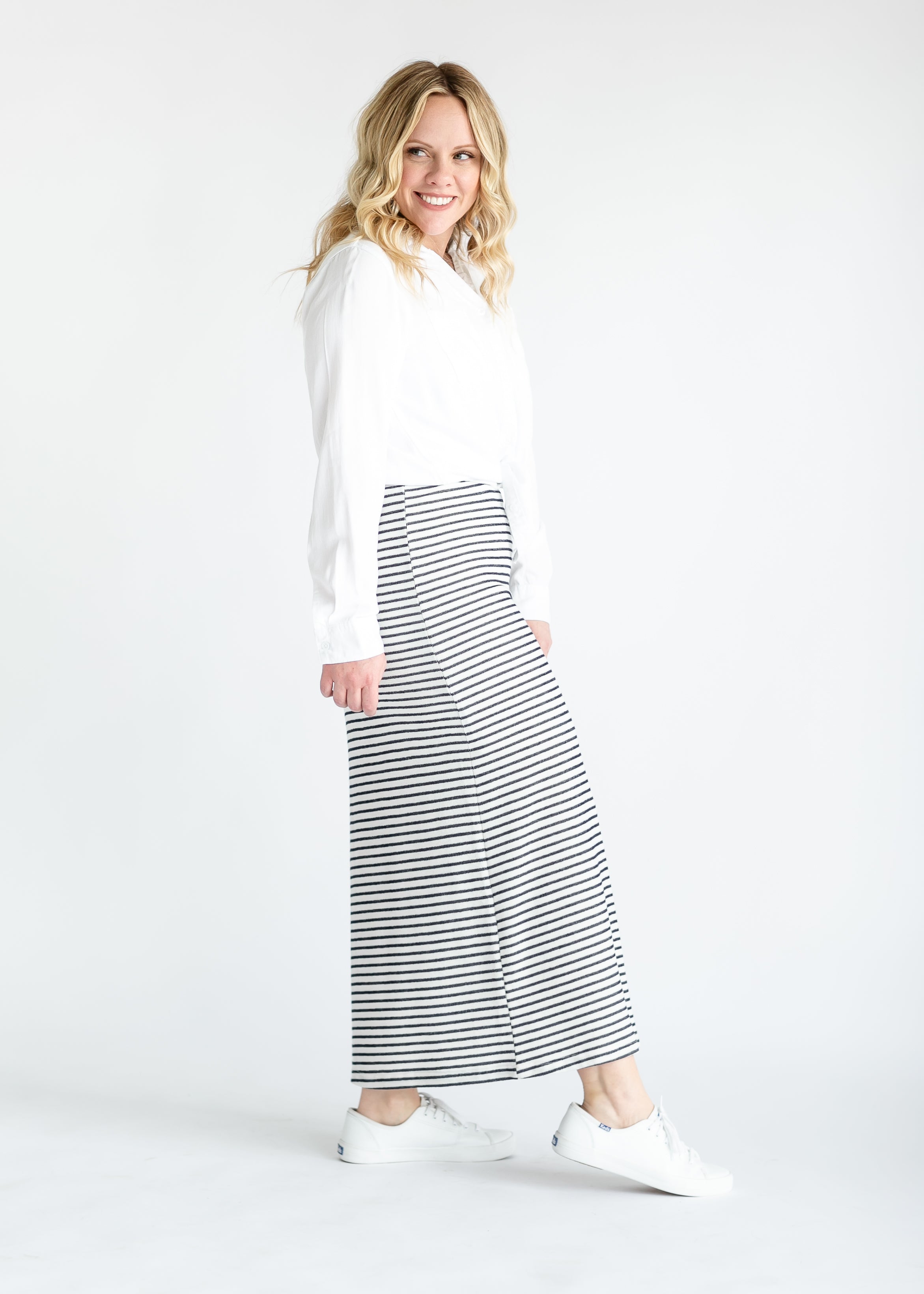 Striped shop skirt fit