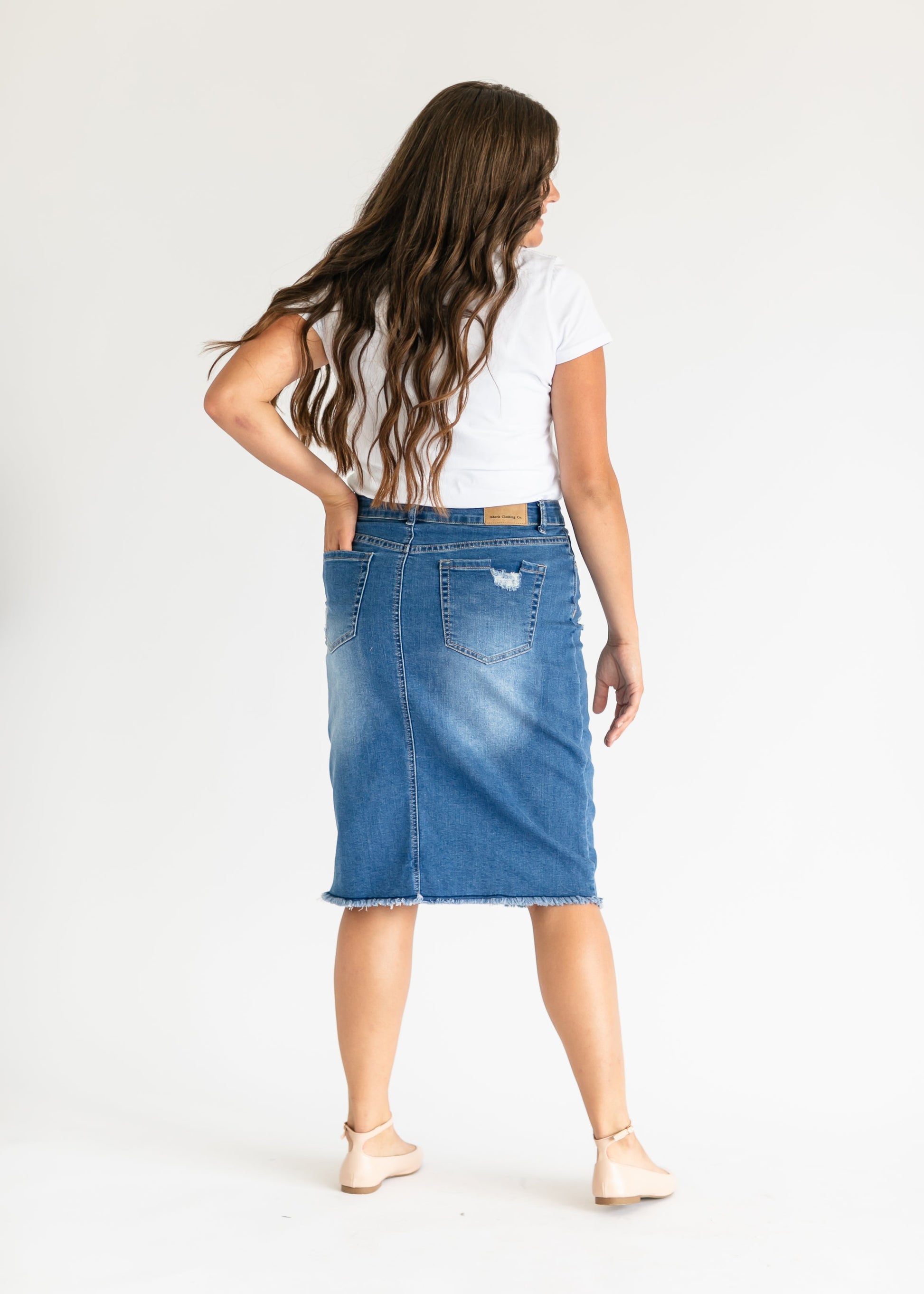 Hadley High Rise Denim Midi Skirt IC Skirts