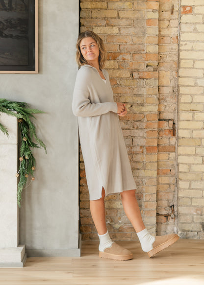 Hampton Collared Waffle Knit Dress IC Dresses