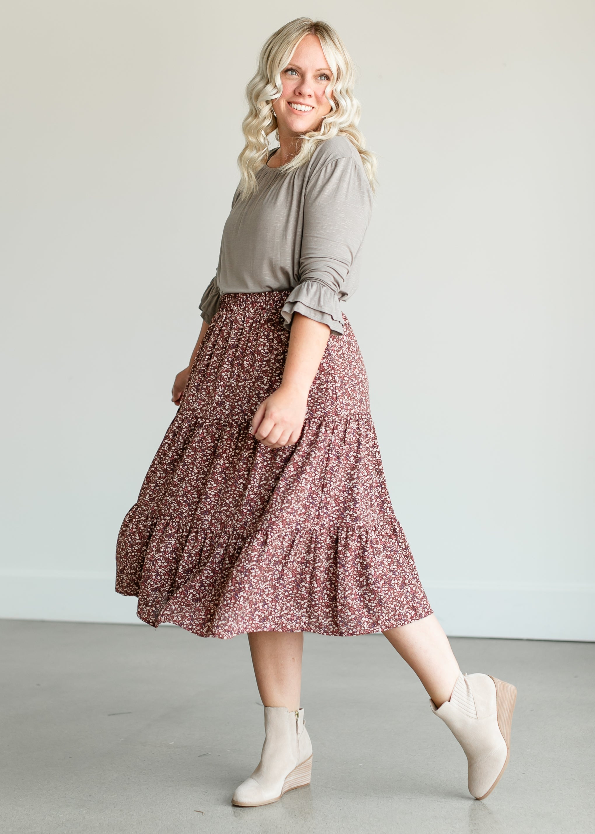 Harlow Floral Tiered Midi Skirt-FINAL SALE – Inherit Co.