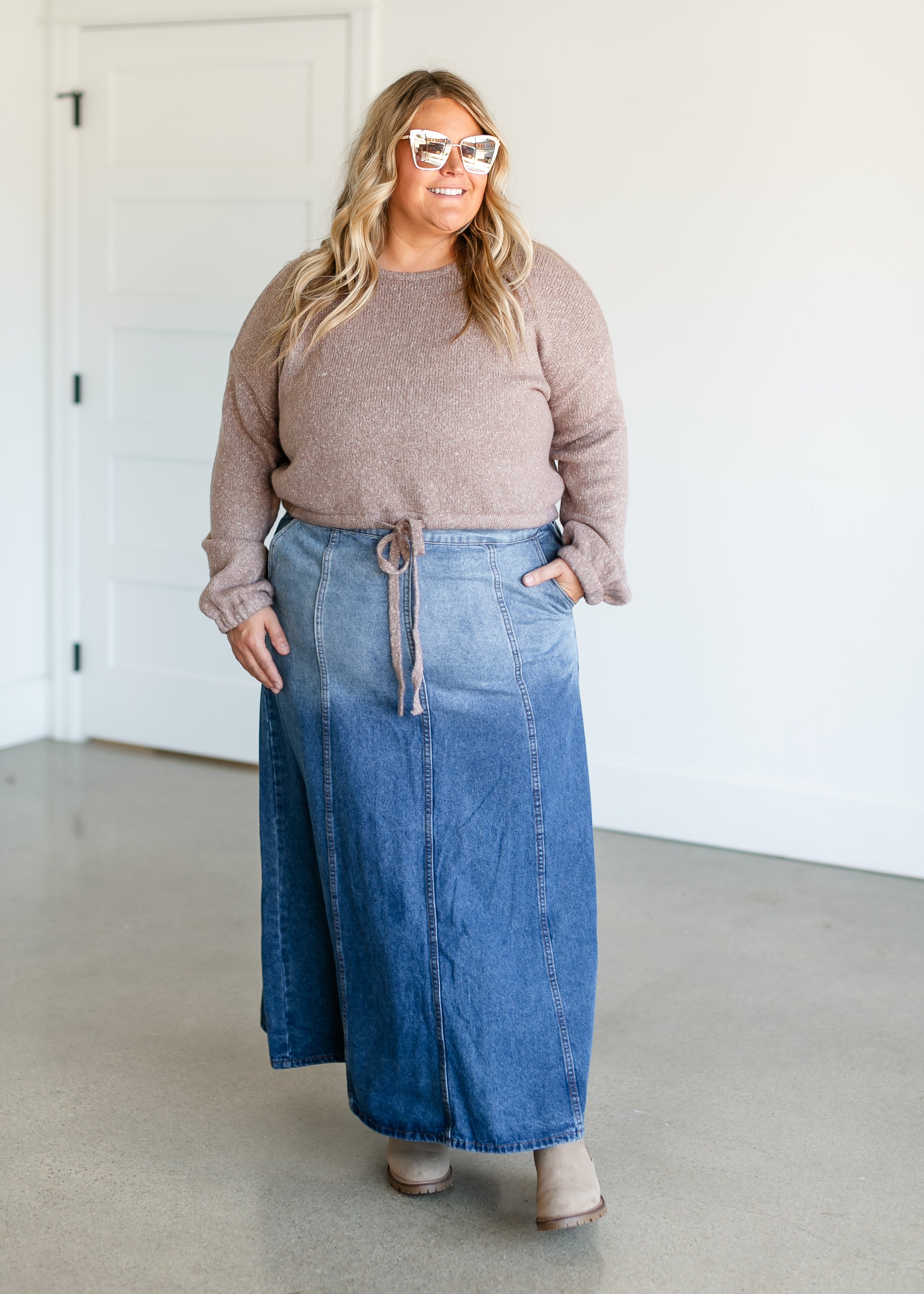 Holly Paneled Denim Maxi Skirt – Inherit Co.