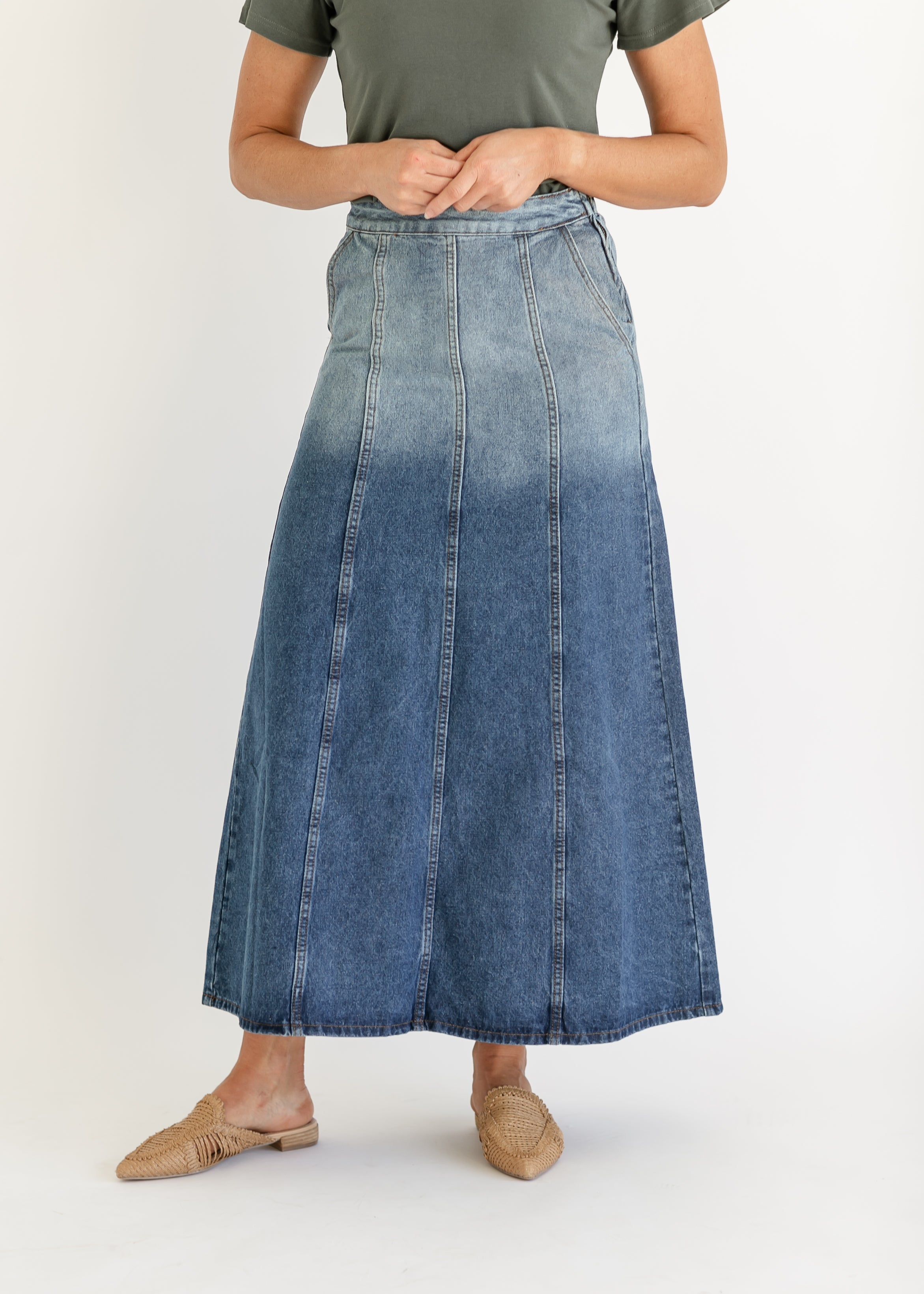 Holly Paneled Denim Maxi Skirt – Inherit Co.